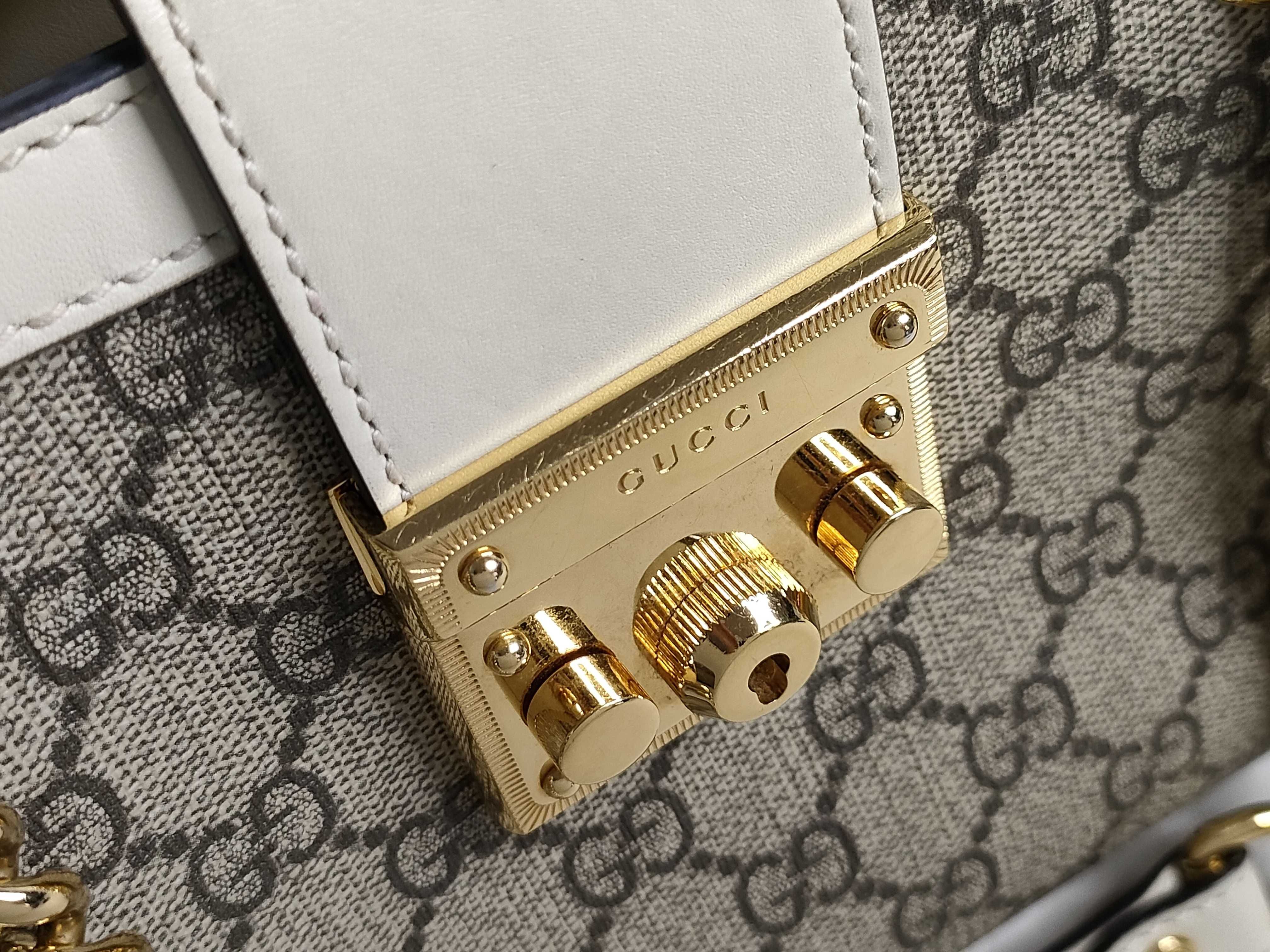 GG Supreme Padrox Small PVC x Leather Chain Shoulder Bag Beige x White 498156 204046 Shoulder Bag — view 13
