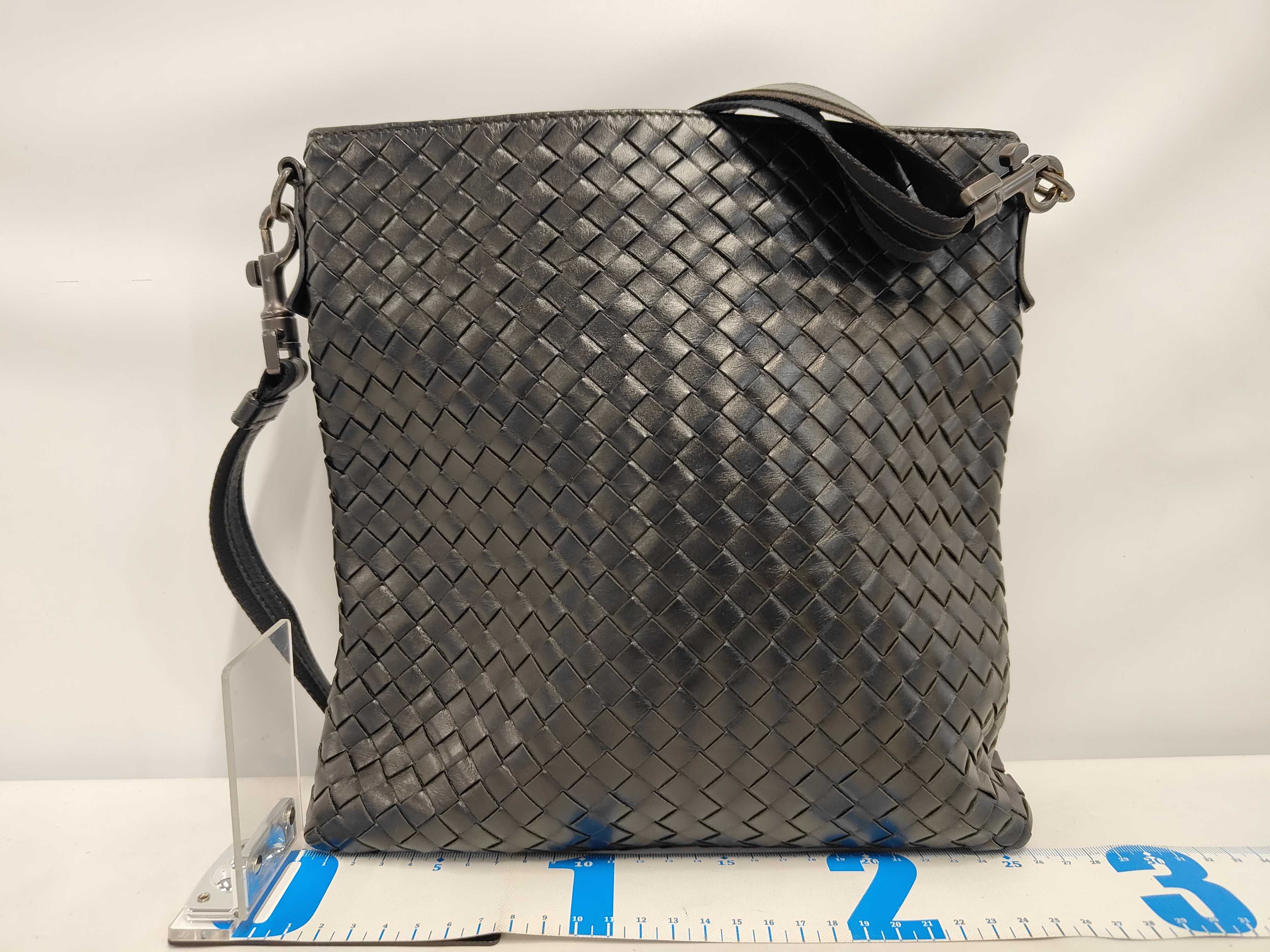 Intrecciato Shoulder Bag, Black — view 2