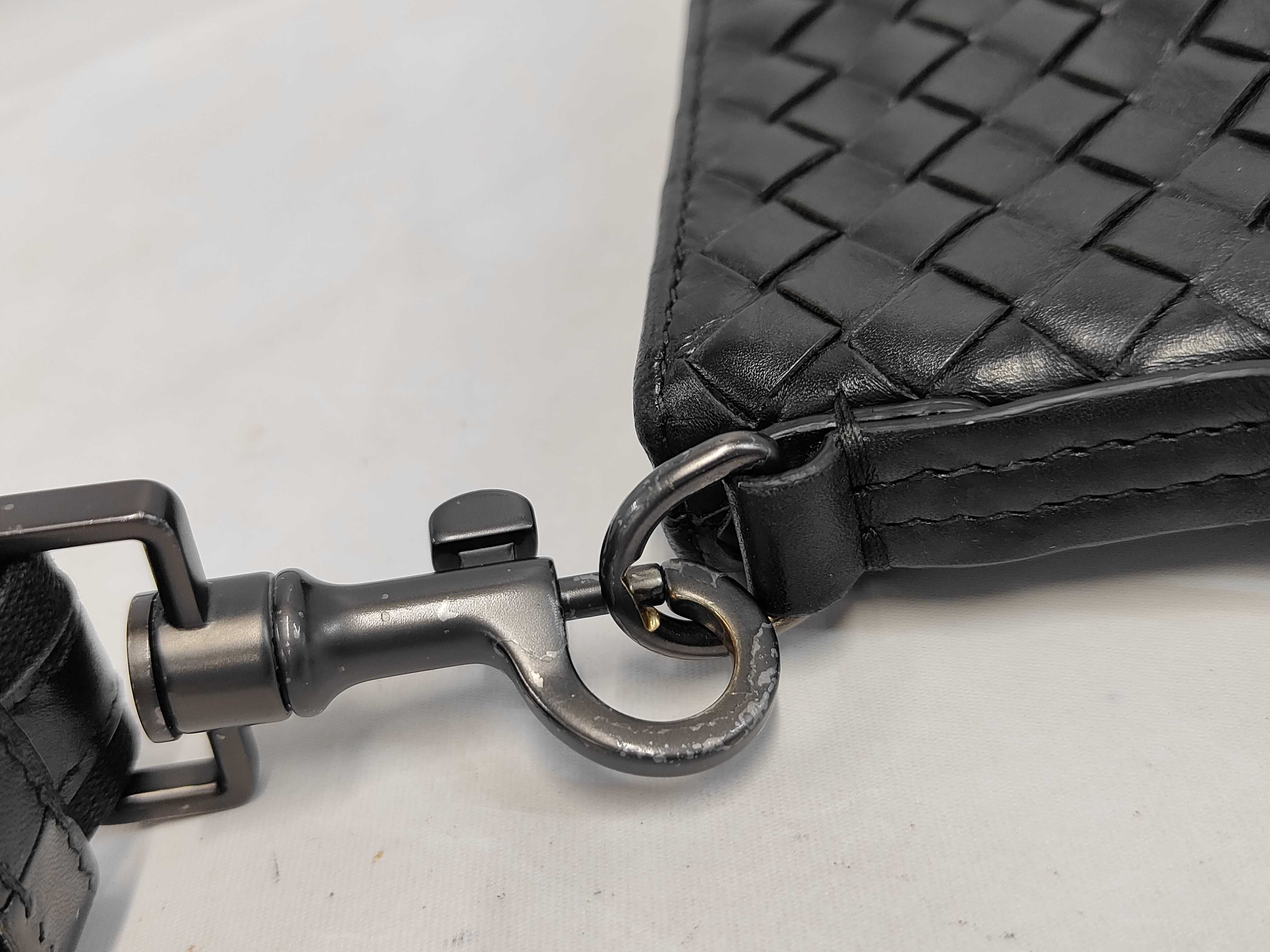 Intrecciato Shoulder Bag, Black — view 6