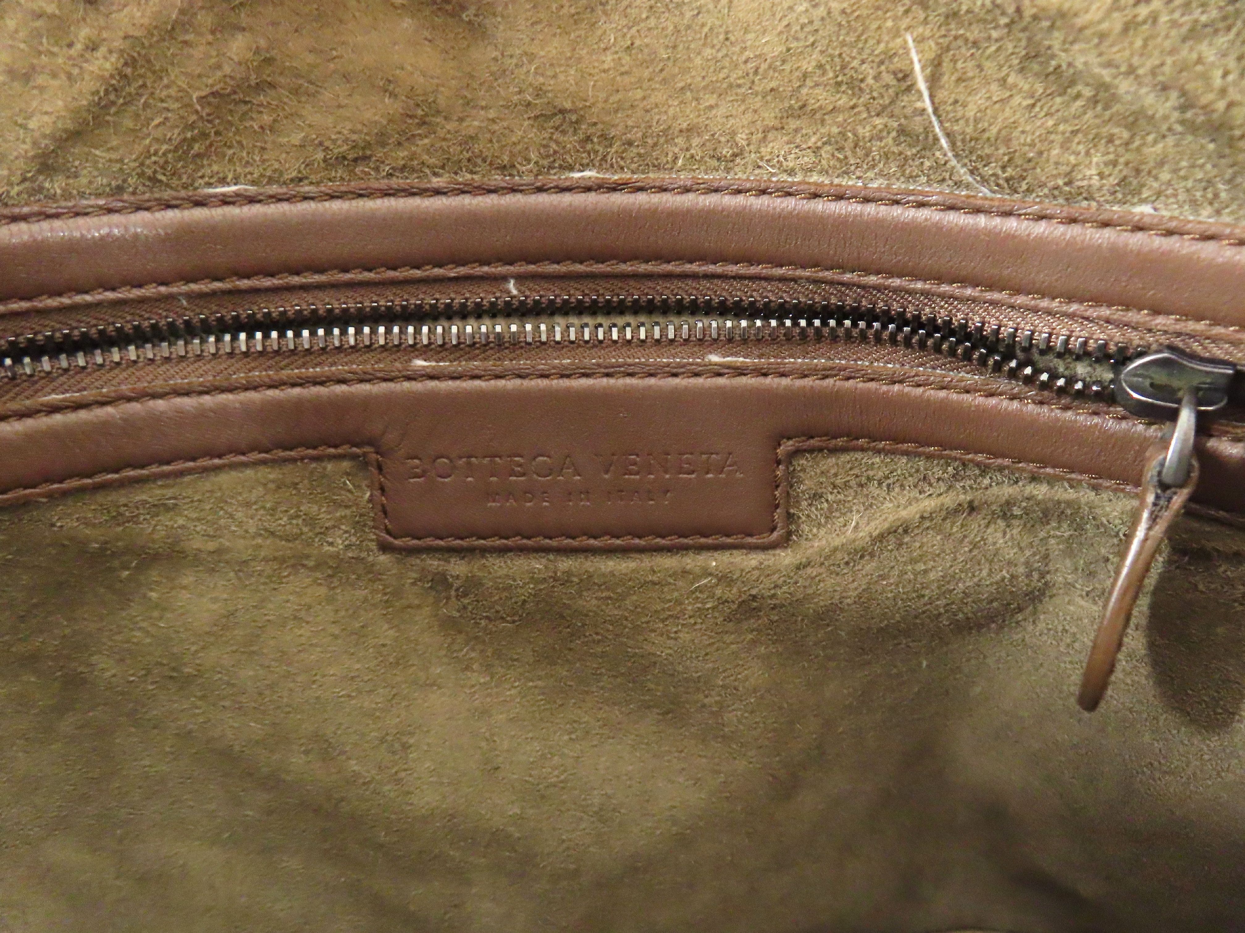 Intrecciato Shoulder Bag, Dark Brown — view 11