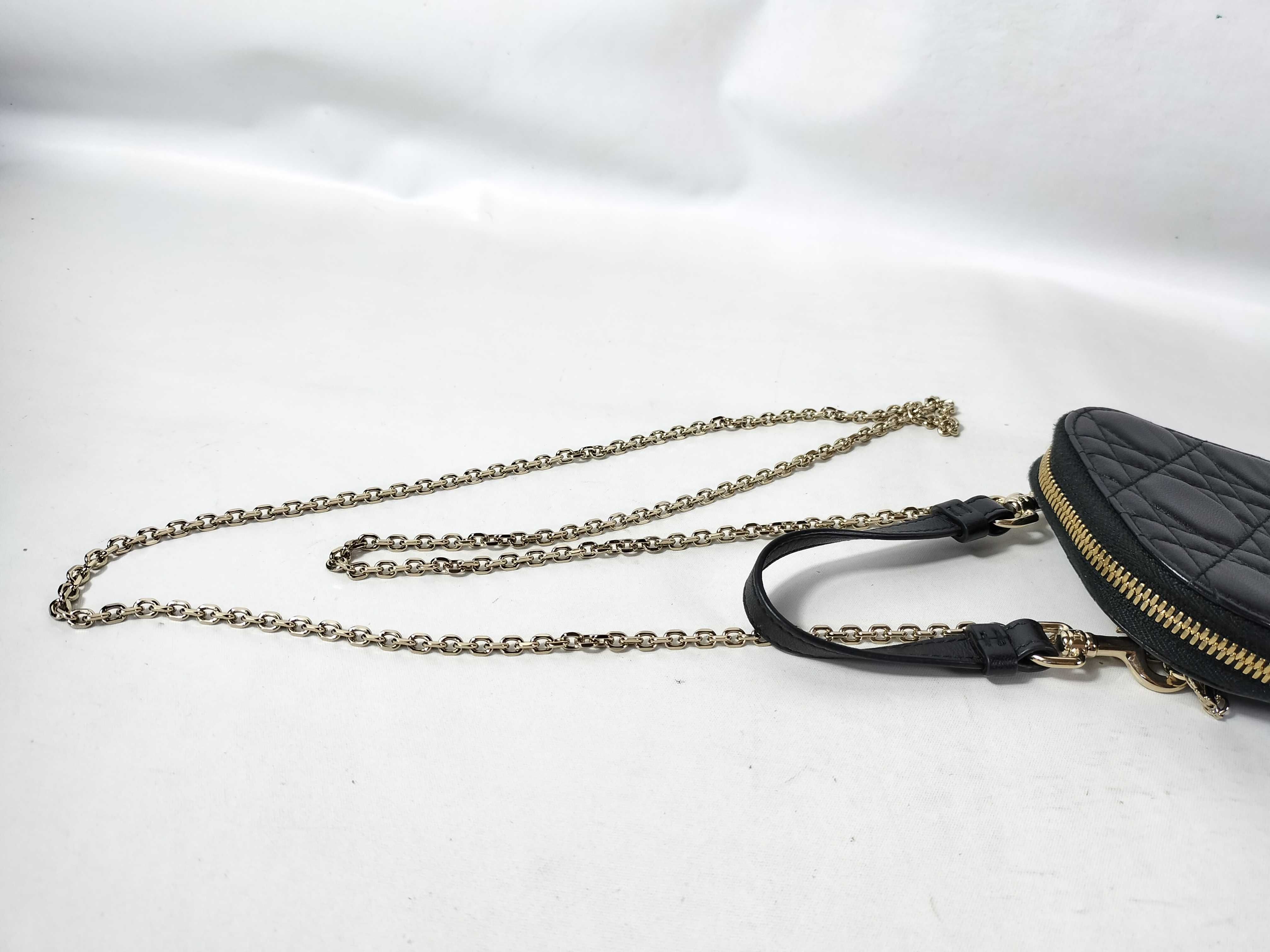 Cannage Leather Phone Pouch Black Shoulder Bag — view 3
