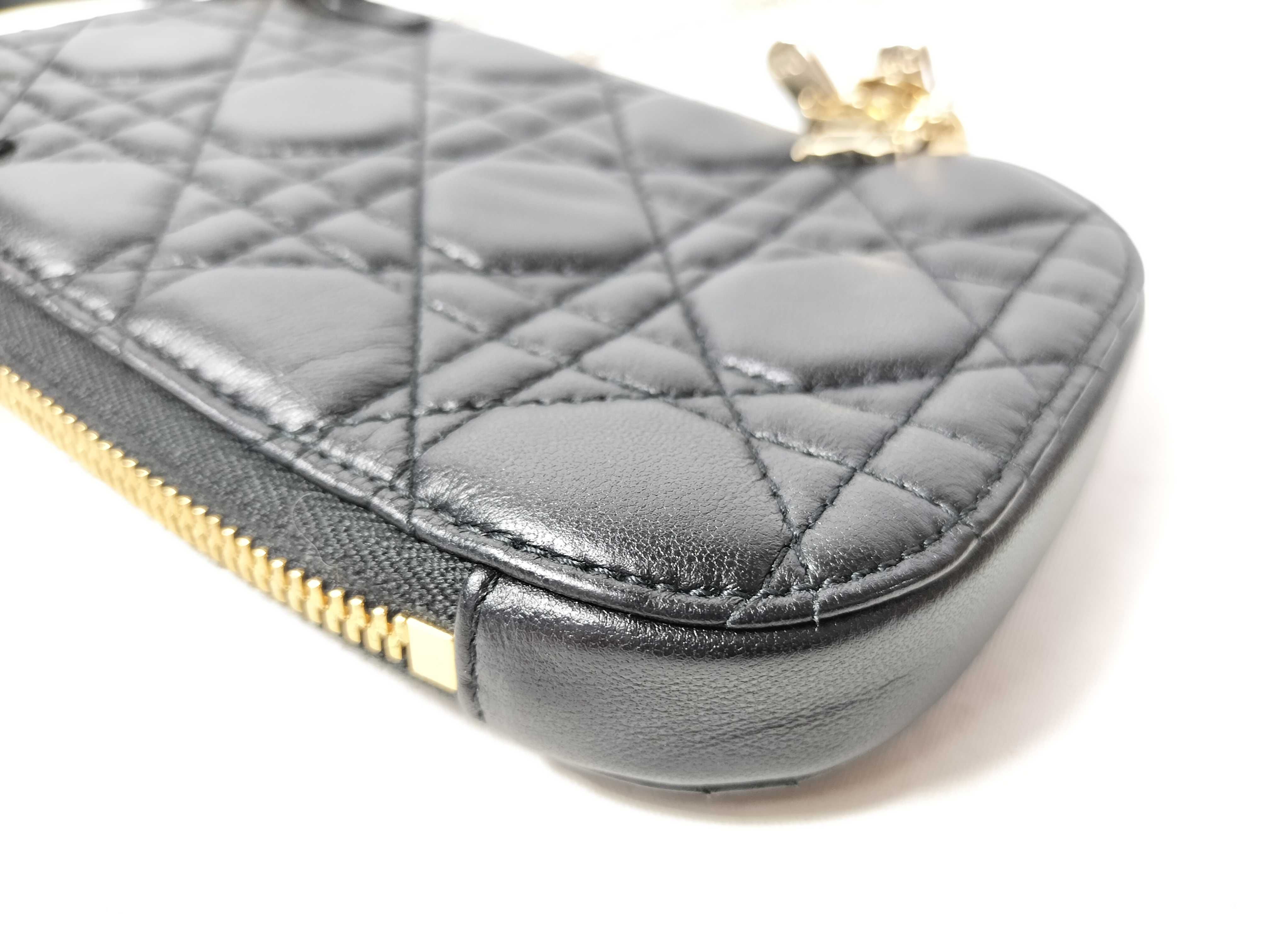 Cannage Leather Phone Pouch Black Shoulder Bag — view 6