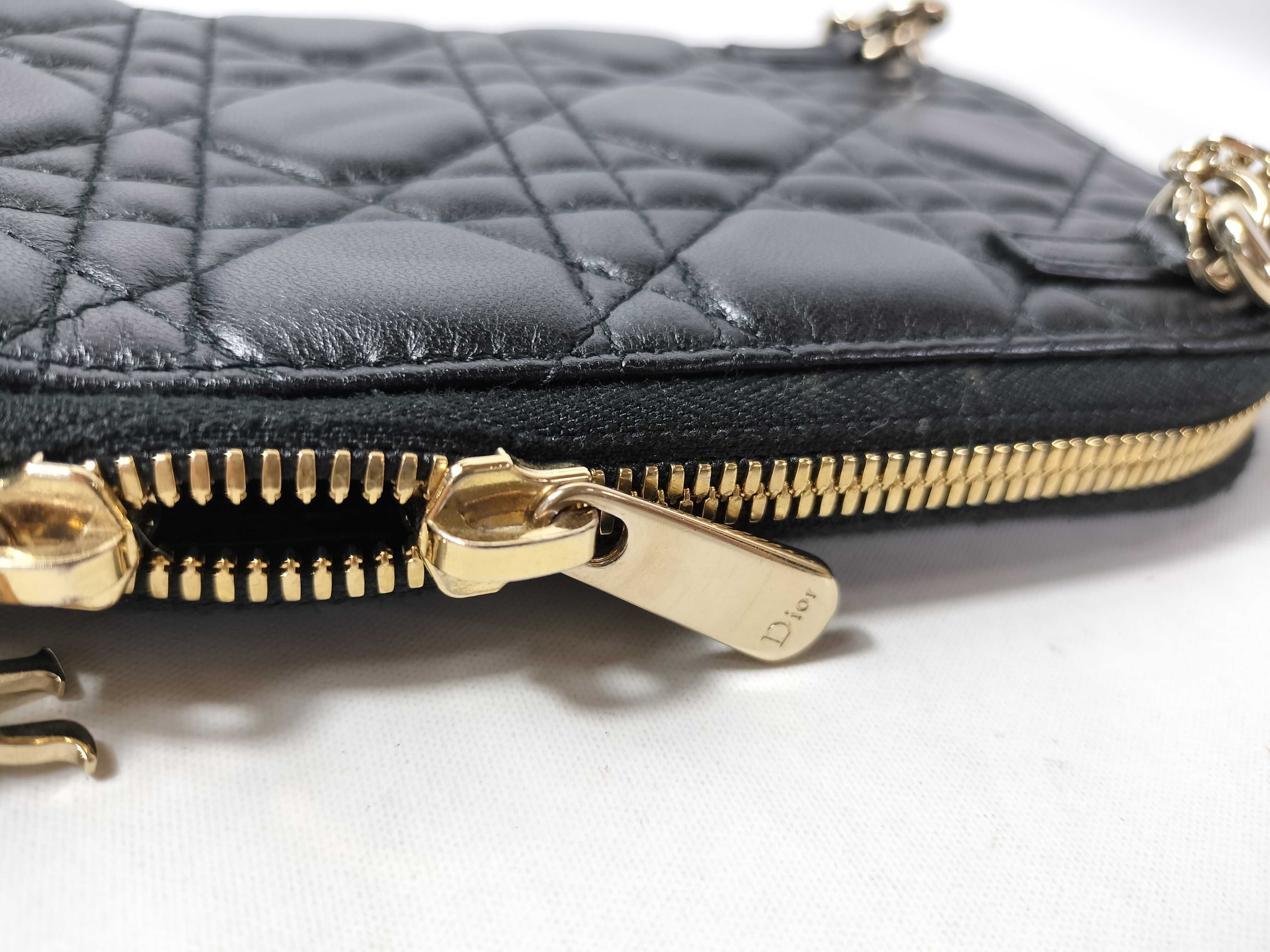 Cannage Leather Phone Pouch Black Shoulder Bag — view 8