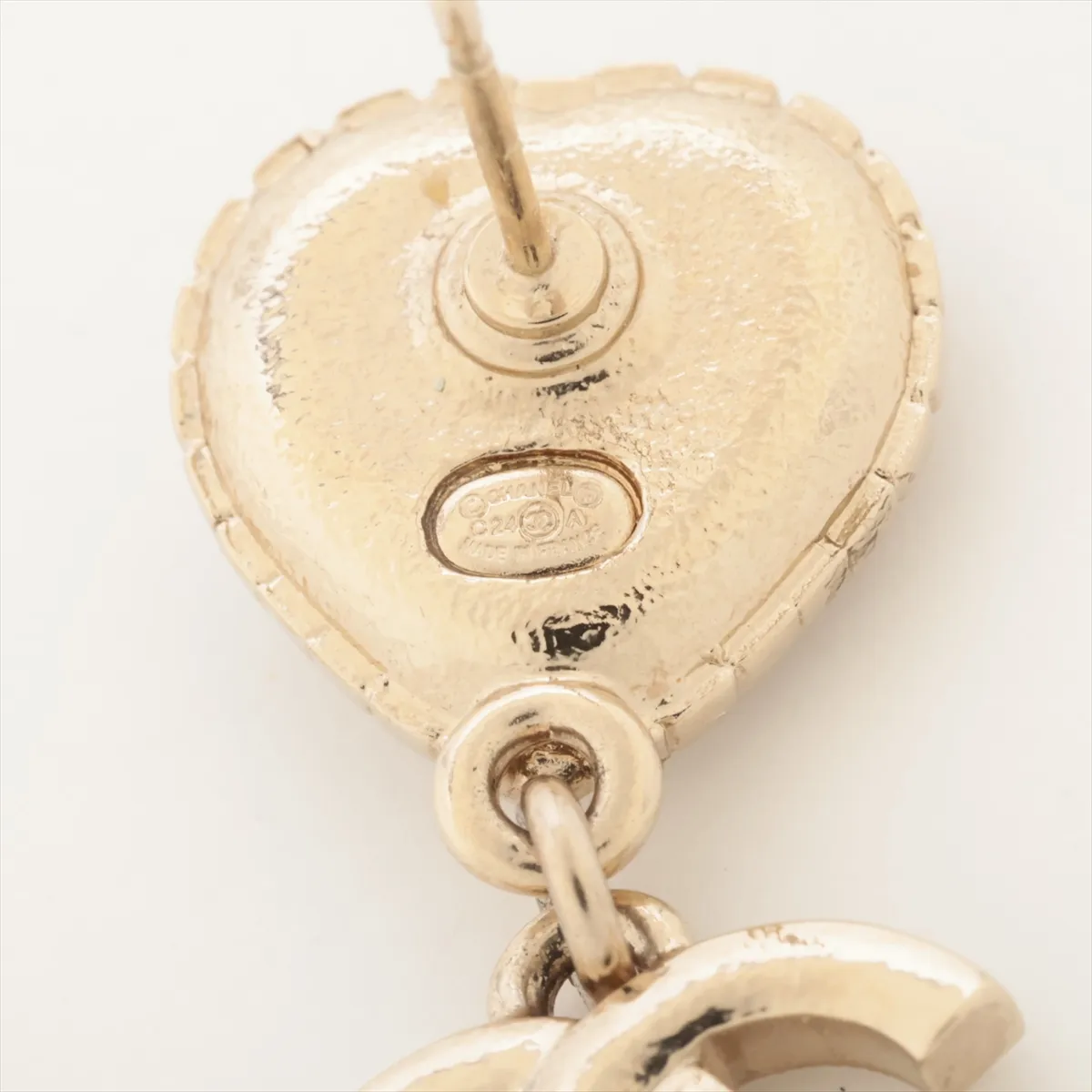 Cocomark Heart C24A Earrings (for both ears) GP x Rhinestone x Fake Pearl Gold — view 5