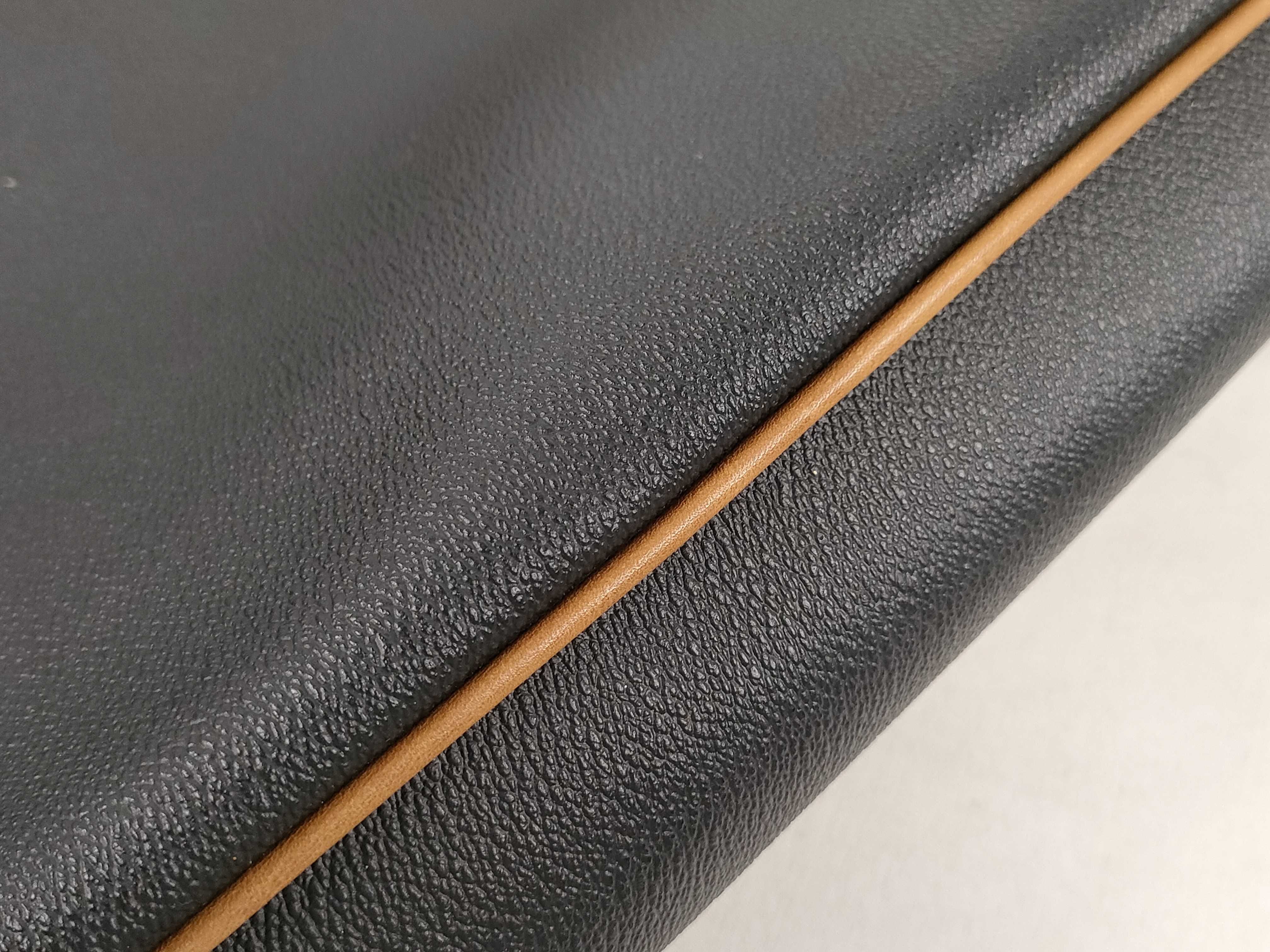 Anagram Patterned Leather Stitch Bicolor Black Tote Bag — view 14