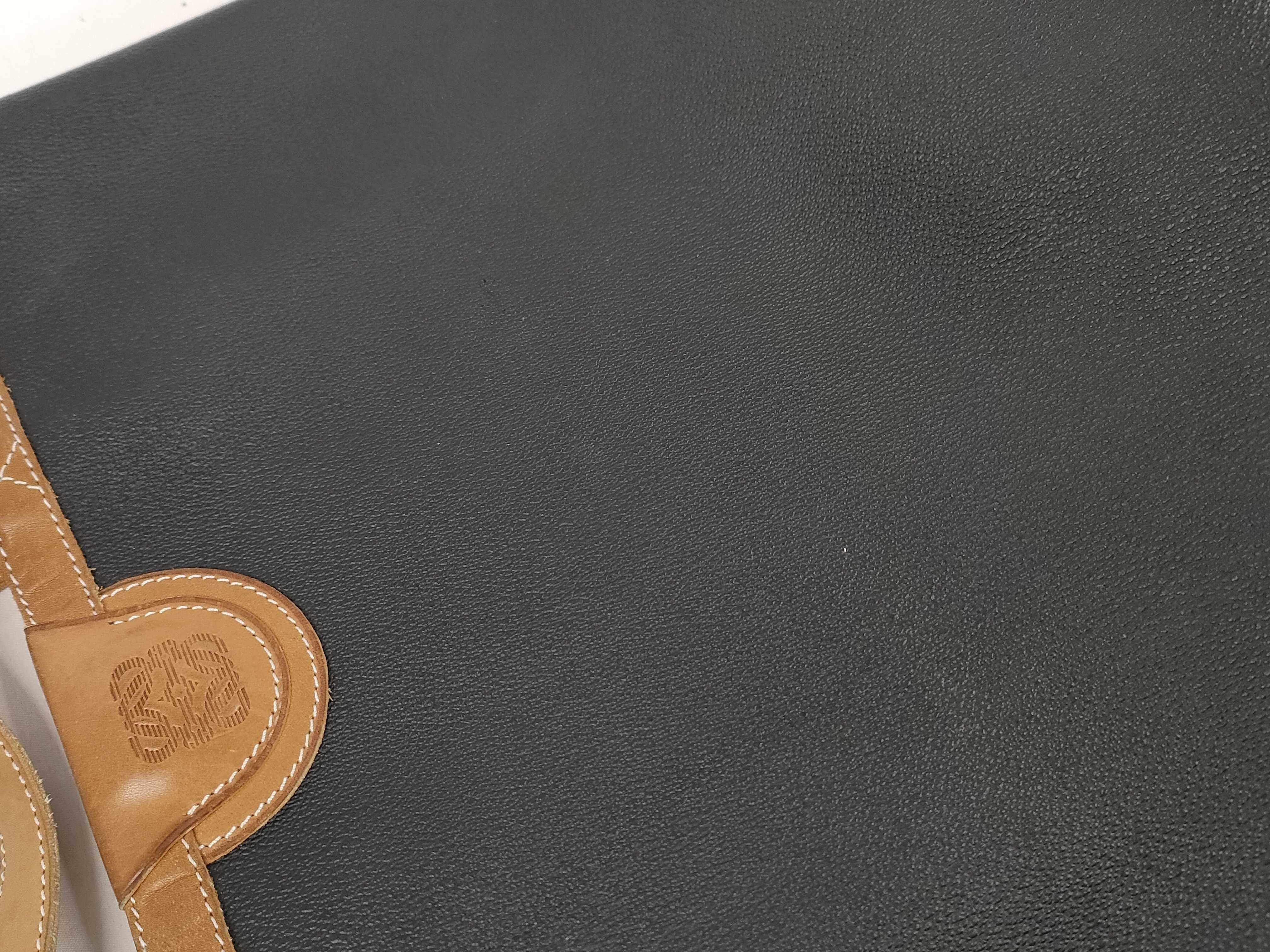Anagram Patterned Leather Stitch Bicolor Black Tote Bag — view 15