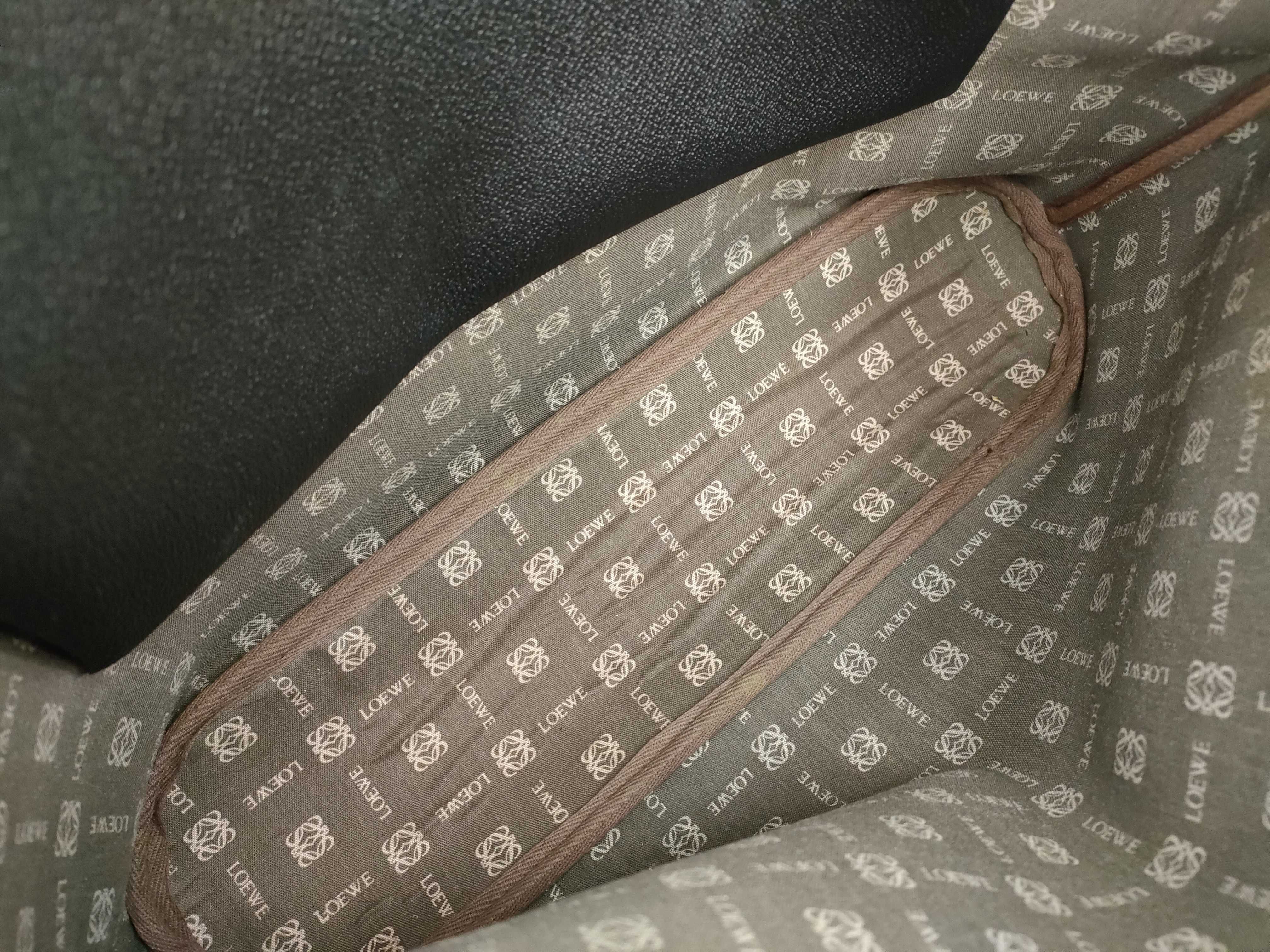 Anagram Patterned Leather Stitch Bicolor Black Tote Bag — view 9