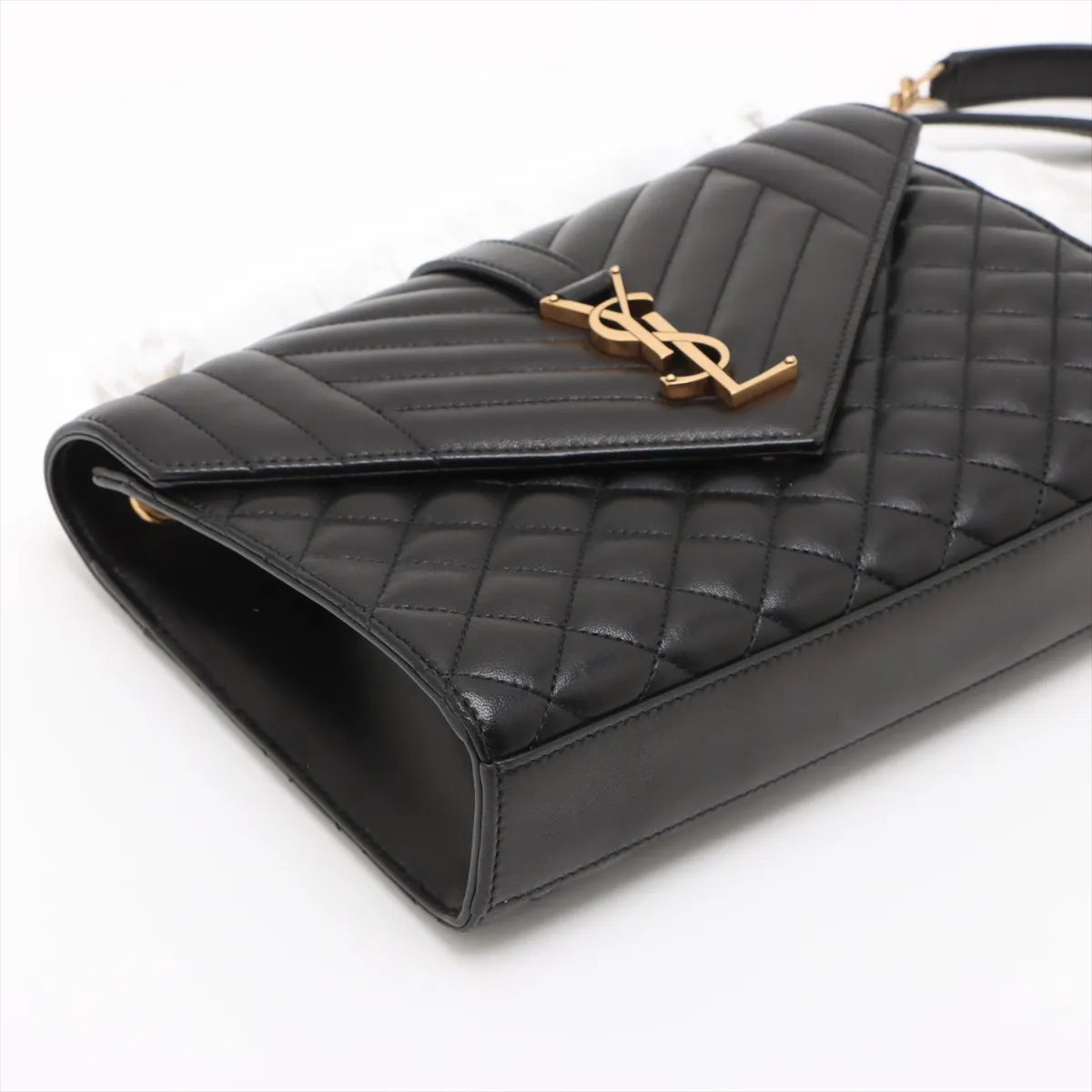 Envelope Leather Chain Shoulder Bag Black 600185 — view 4