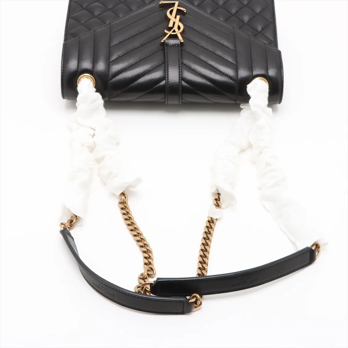 Envelope Leather Chain Shoulder Bag Black 600185 — view 5