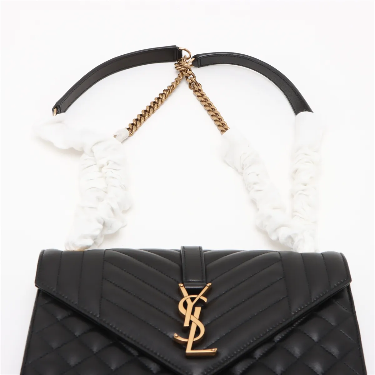Envelope Leather Chain Shoulder Bag Black 600185 — view 6
