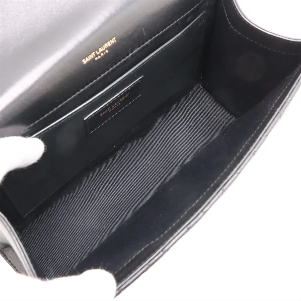 Envelope Leather Chain Shoulder Bag Black 600185 — view 7