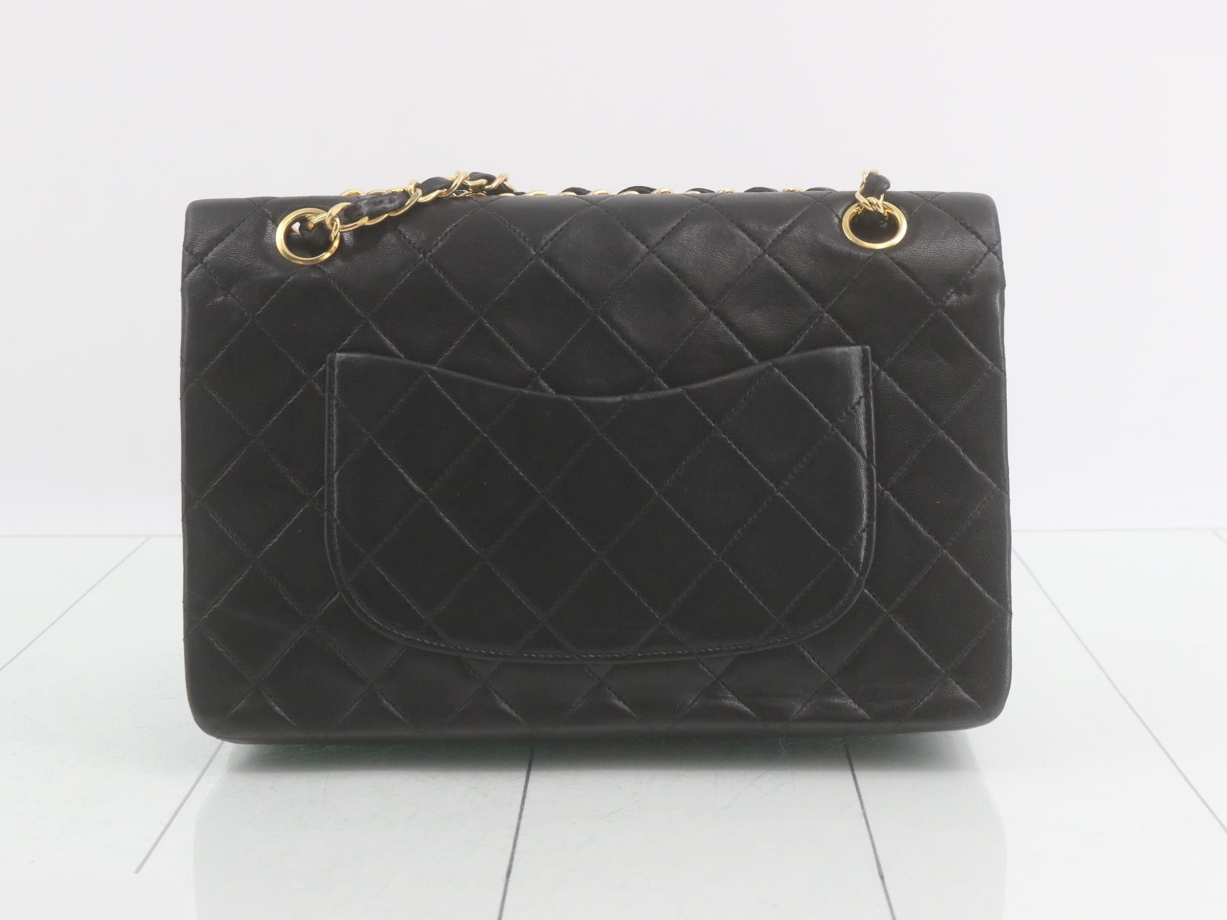Matelassé Lambskin Double Flap Shoulder Bag, Black — view 2