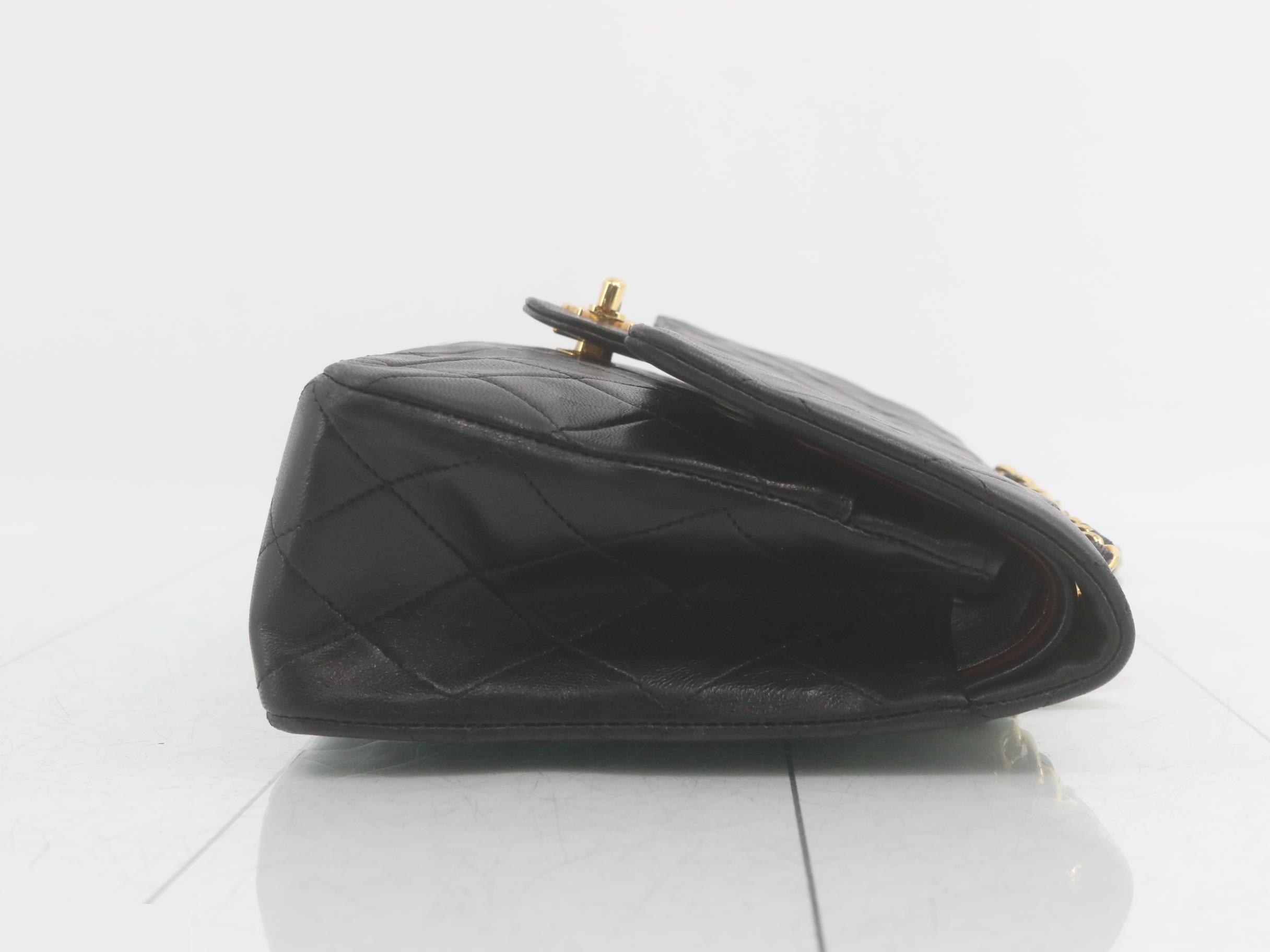 Matelassé Lambskin Double Flap Shoulder Bag, Black — view 3