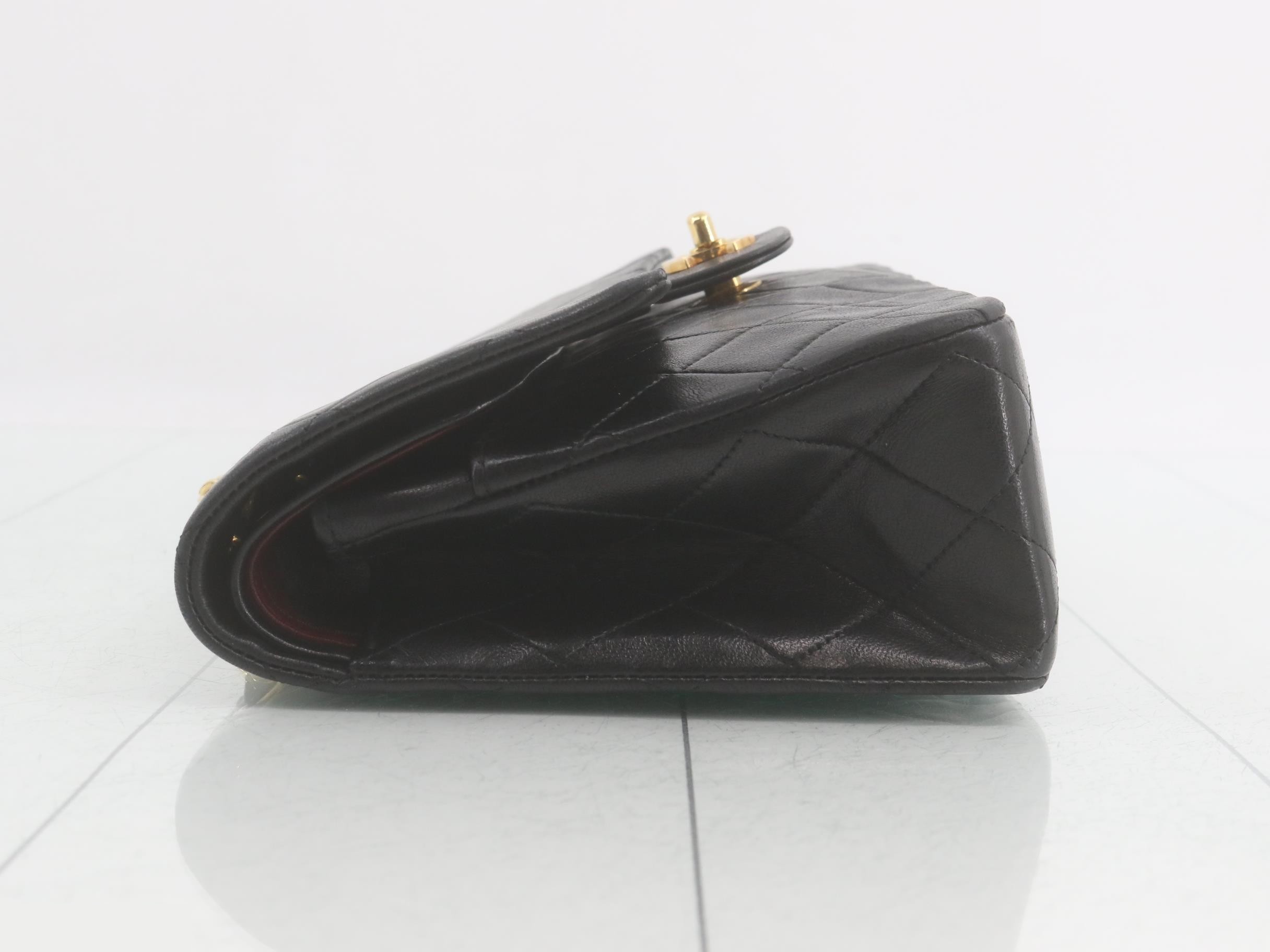 Matelassé Lambskin Double Flap Shoulder Bag, Black — view 4