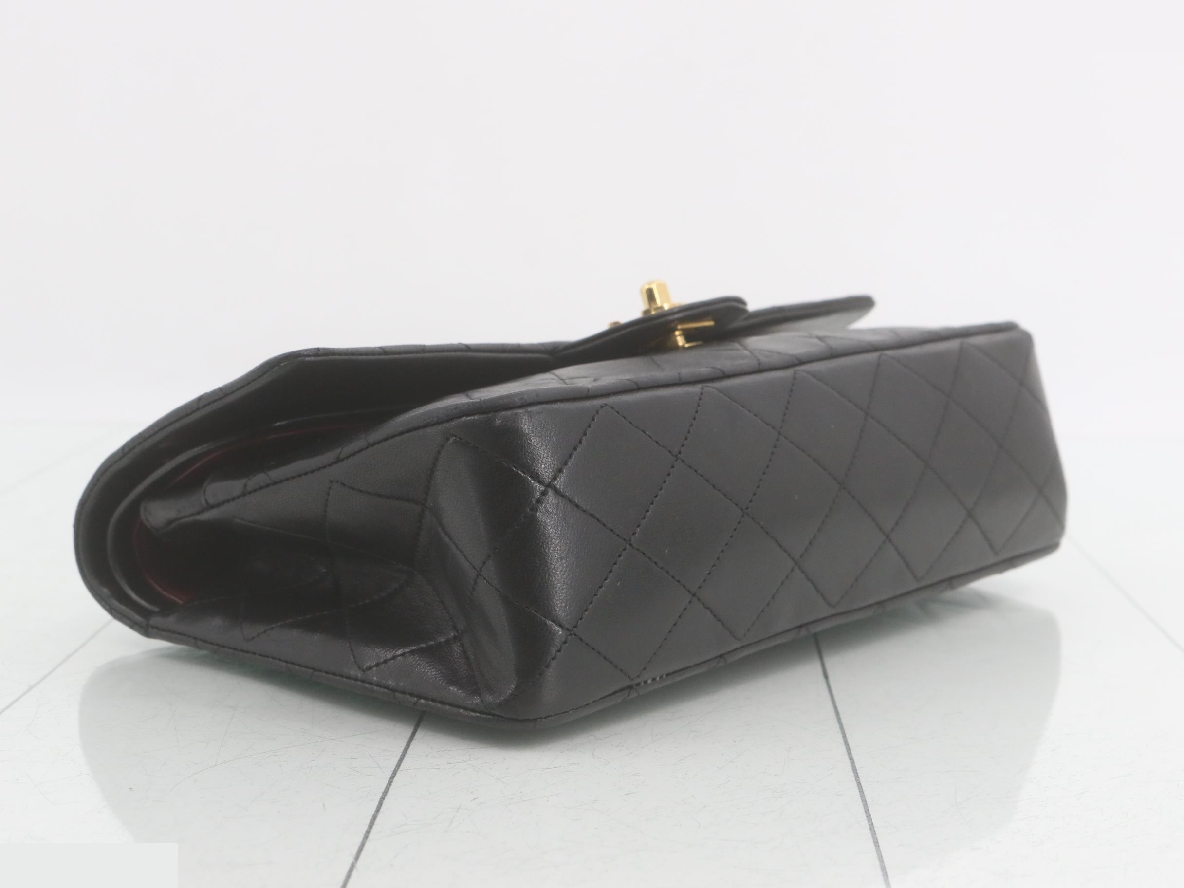 Matelassé Lambskin Double Flap Shoulder Bag, Black — view 5