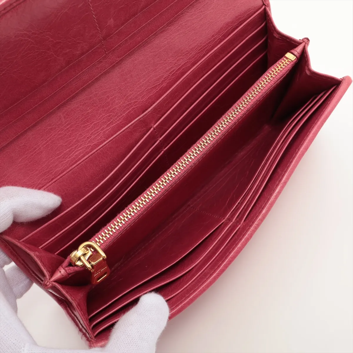 Matelassé 5MH109 Leather Long Wallet Pink — view 4