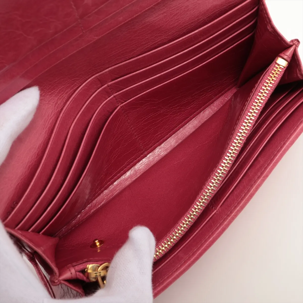 Matelassé 5MH109 Leather Long Wallet Pink — view 5