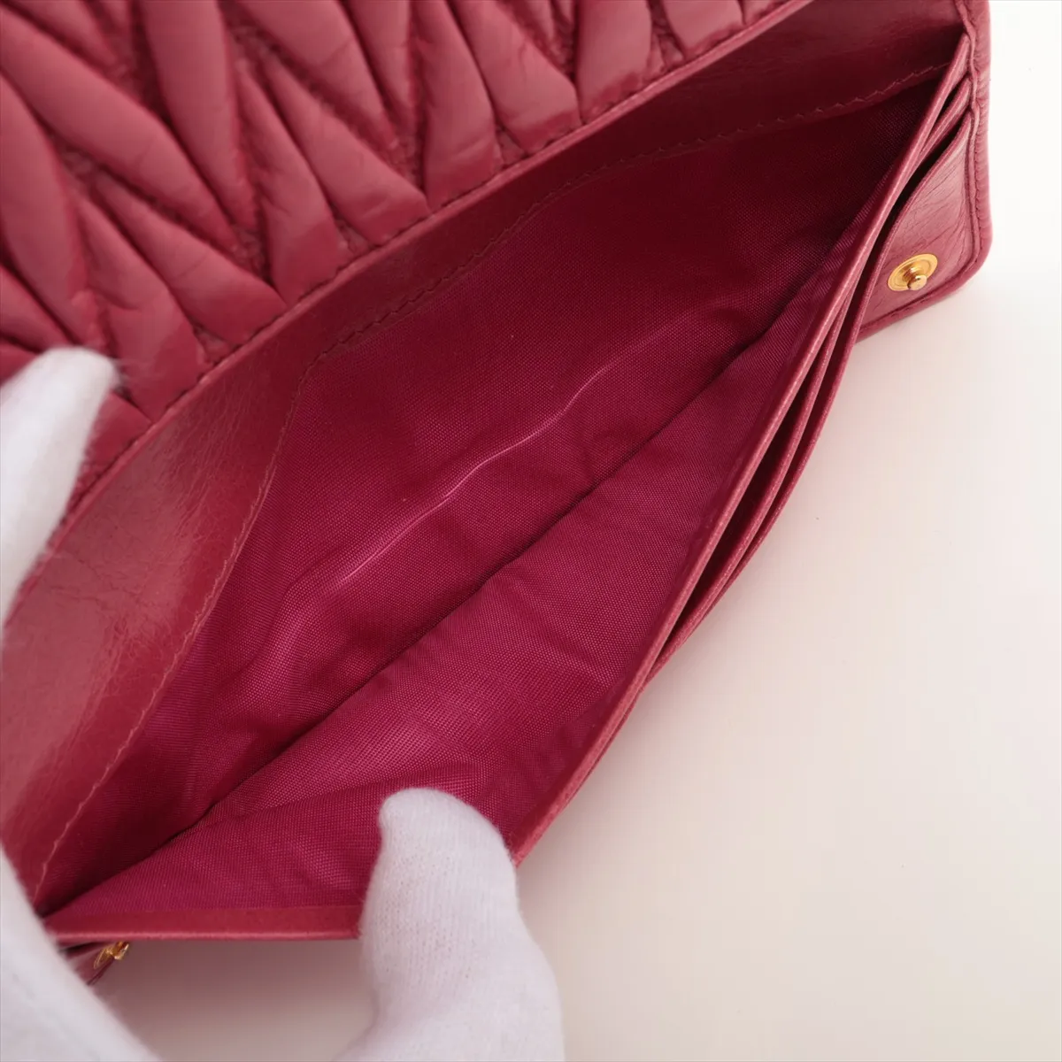 Matelassé 5MH109 Leather Long Wallet Pink — view 8