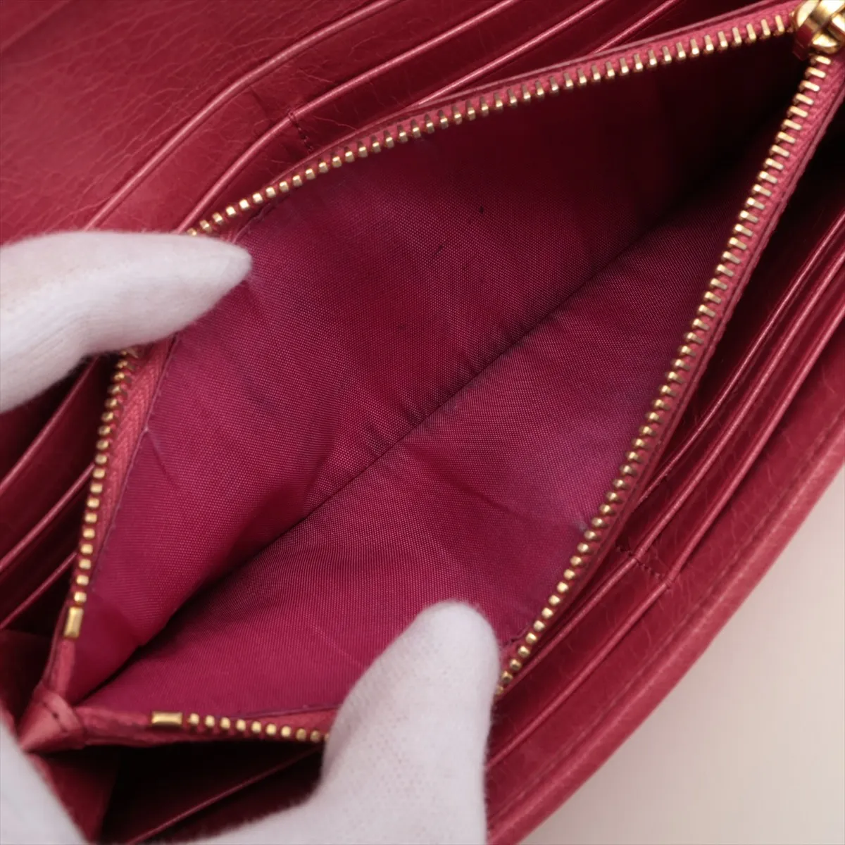 Matelassé 5MH109 Leather Long Wallet Pink — view 9