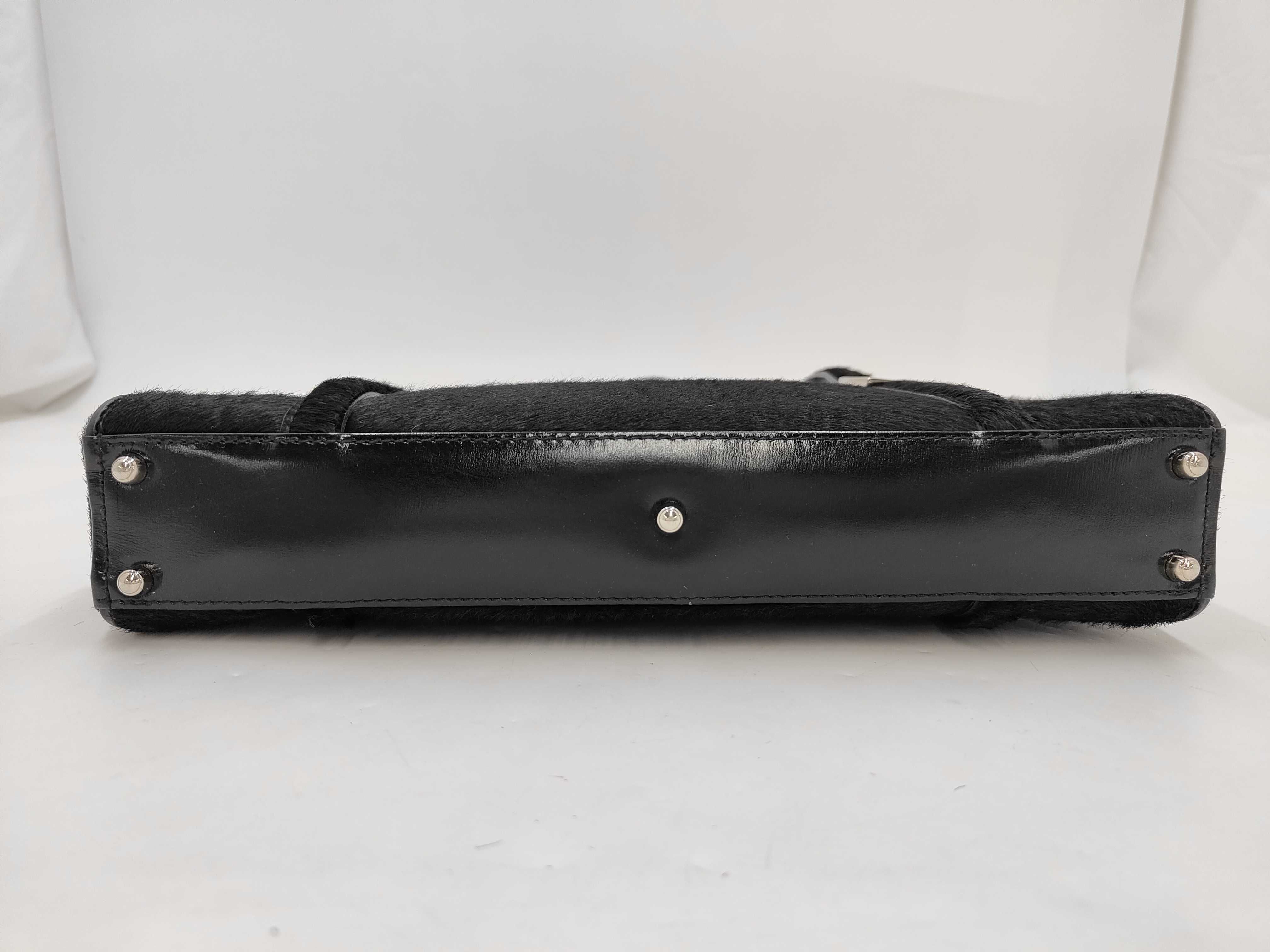Calf Hair Leather Black Shoulder Bag with Silver Logo — view 3