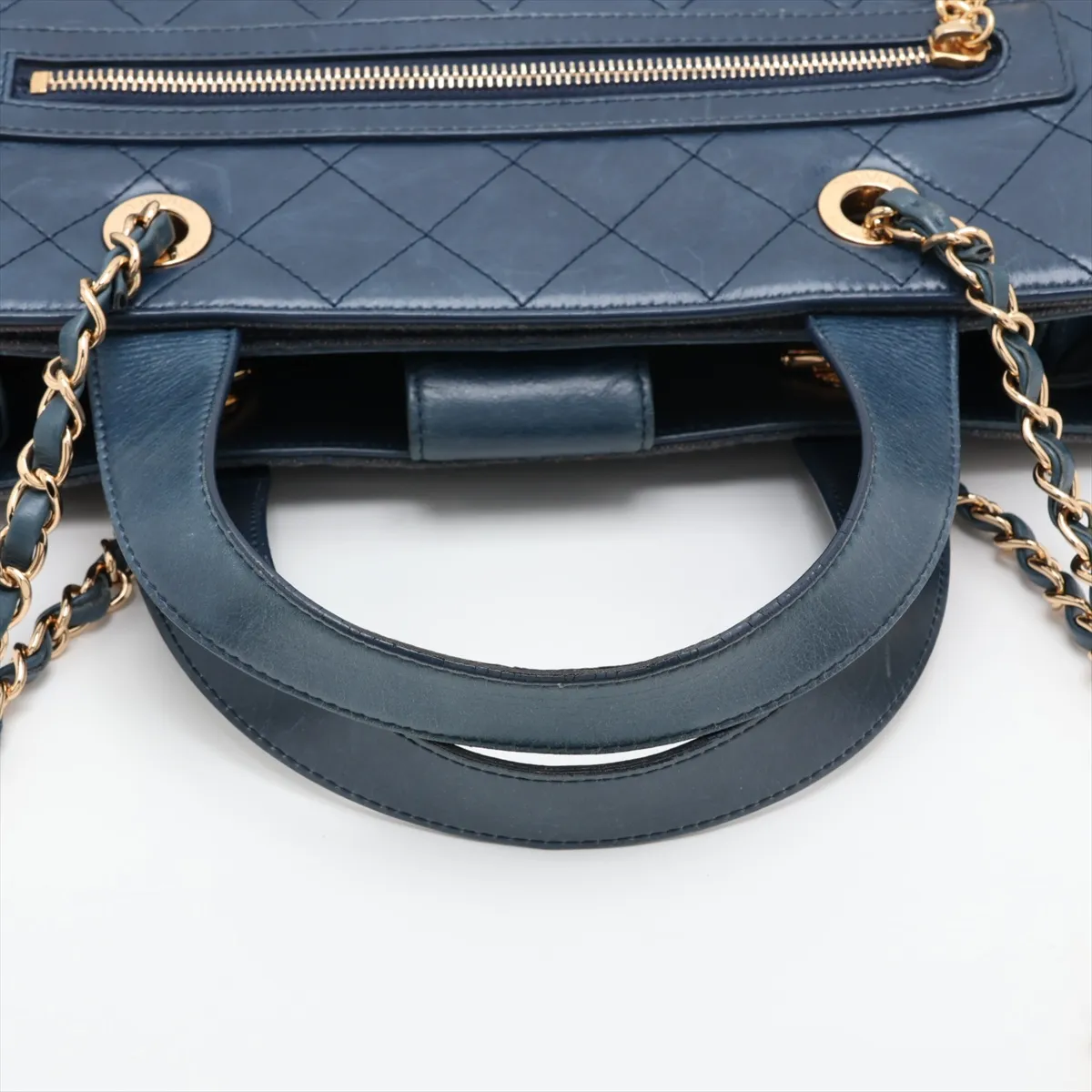 Matelassé Denim x Vintage Calfskin 2-Way Handbag, Blue with Gold Hardware, Item Number 23264838 (Serial Number in the 23s range) — view 5