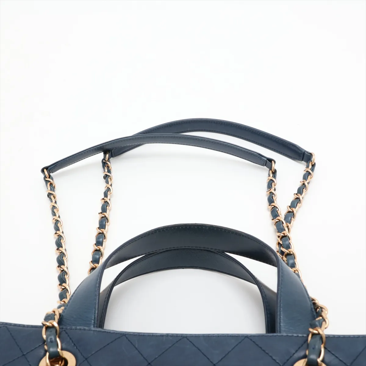 Matelassé Denim x Vintage Calfskin 2-Way Handbag, Blue with Gold Hardware, Item Number 23264838 (Serial Number in the 23s range) — view 8