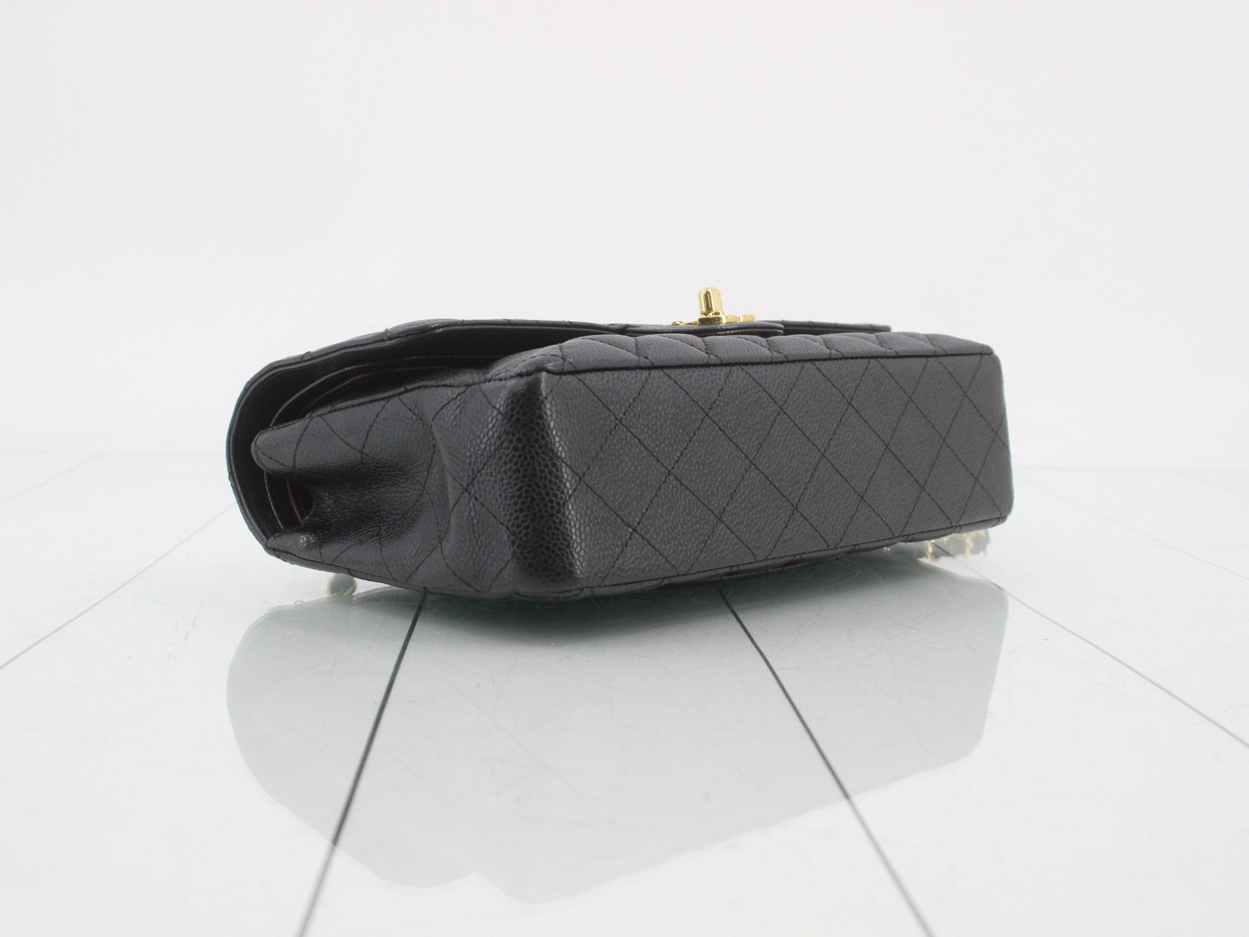 Matelassé 25 Double Flap Chain Shoulder Bag, Caviar Gold — view 5