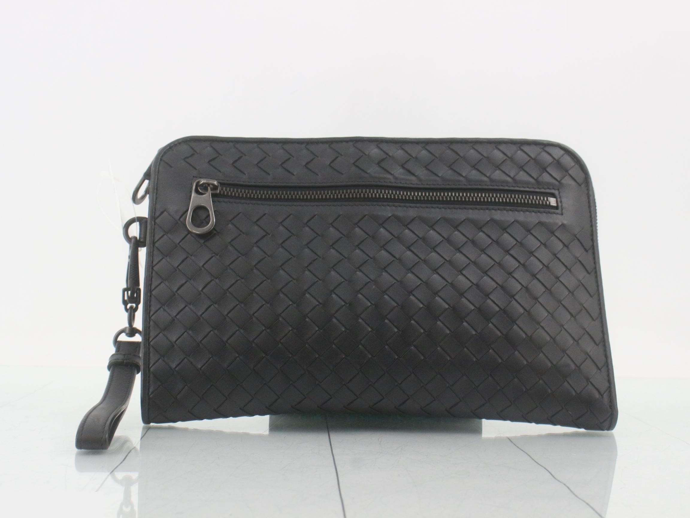 Intrecciato Clutch Bag, Black