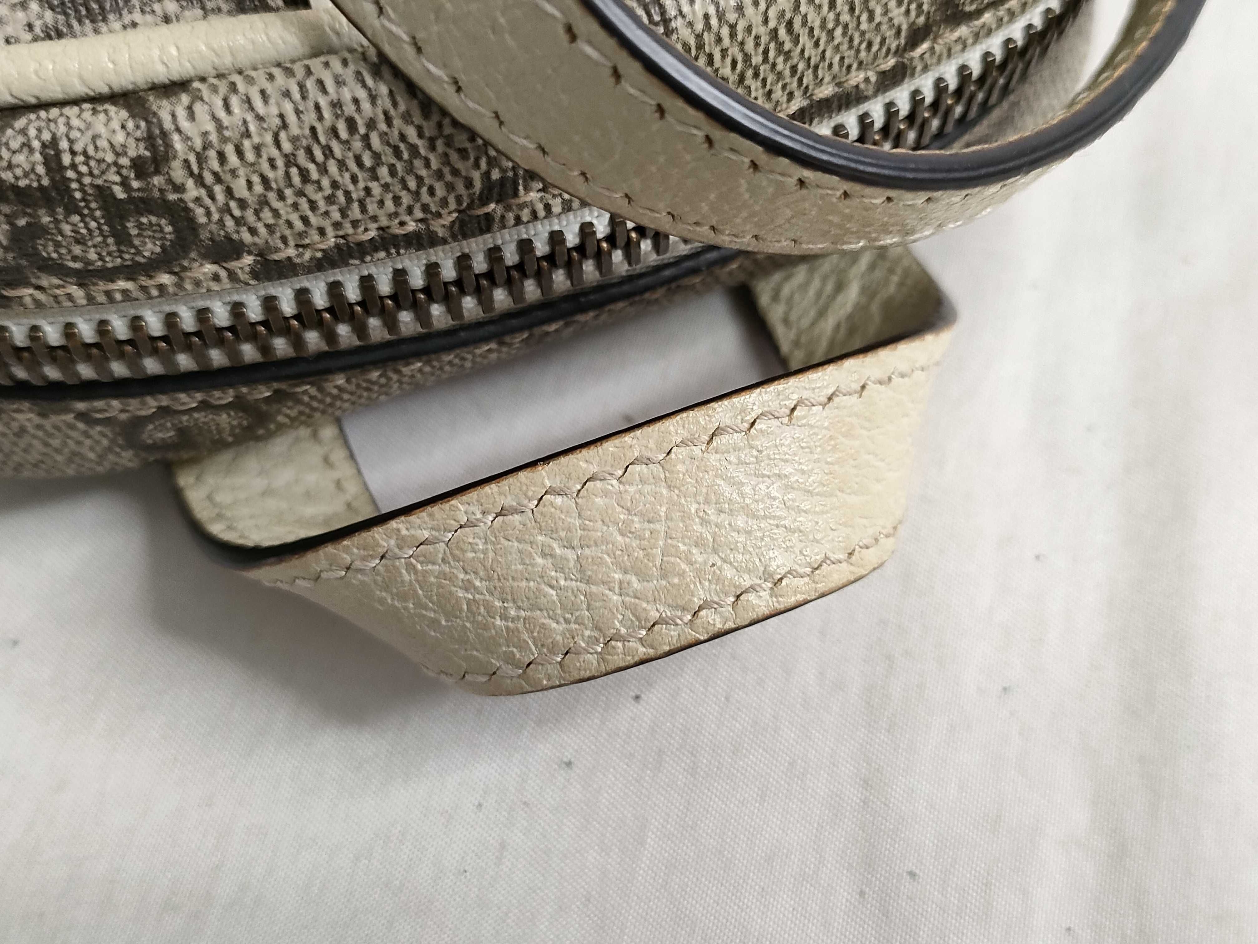 GG Supreme PH- GG Supreme Monogram Web Mini Double Zip Messenger Bag White Canvas Shoulder Bag — view 4
