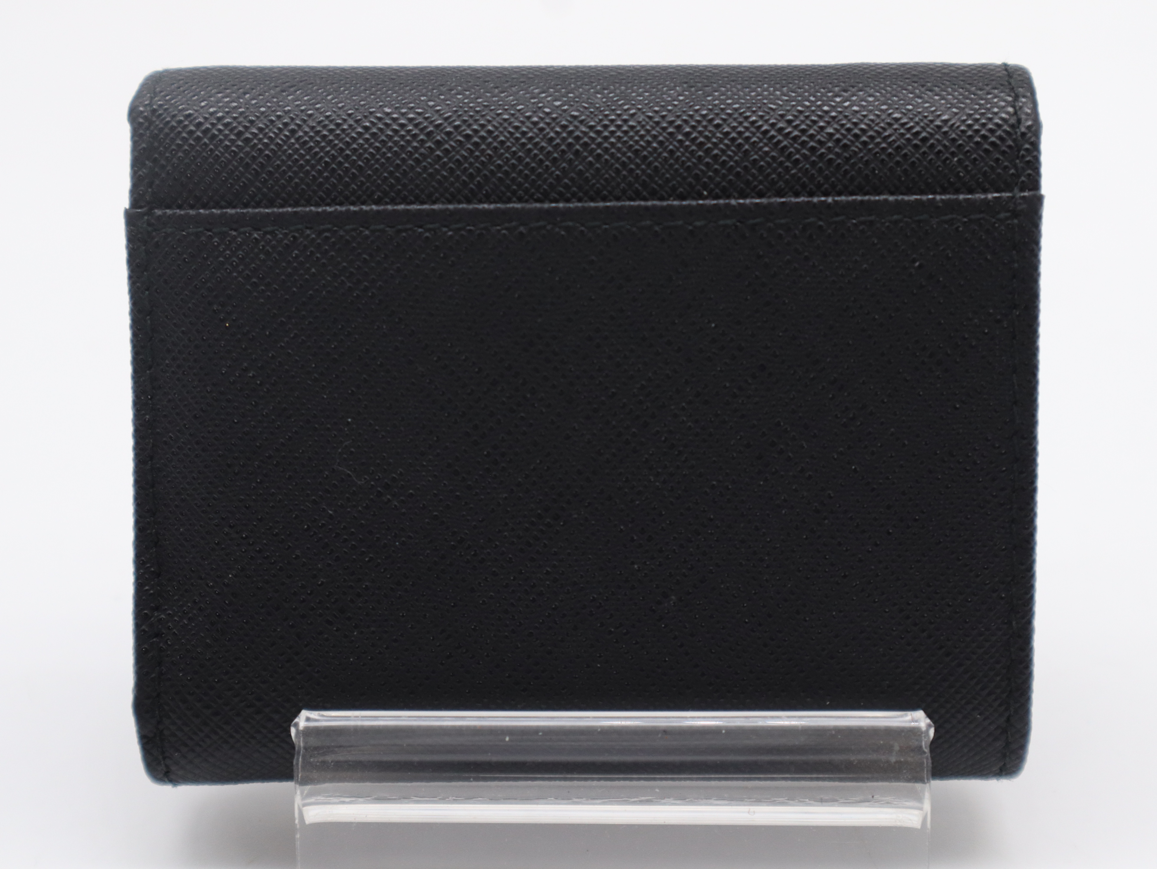 Saffiano Leather Coin Case, Black Wallet — view 2