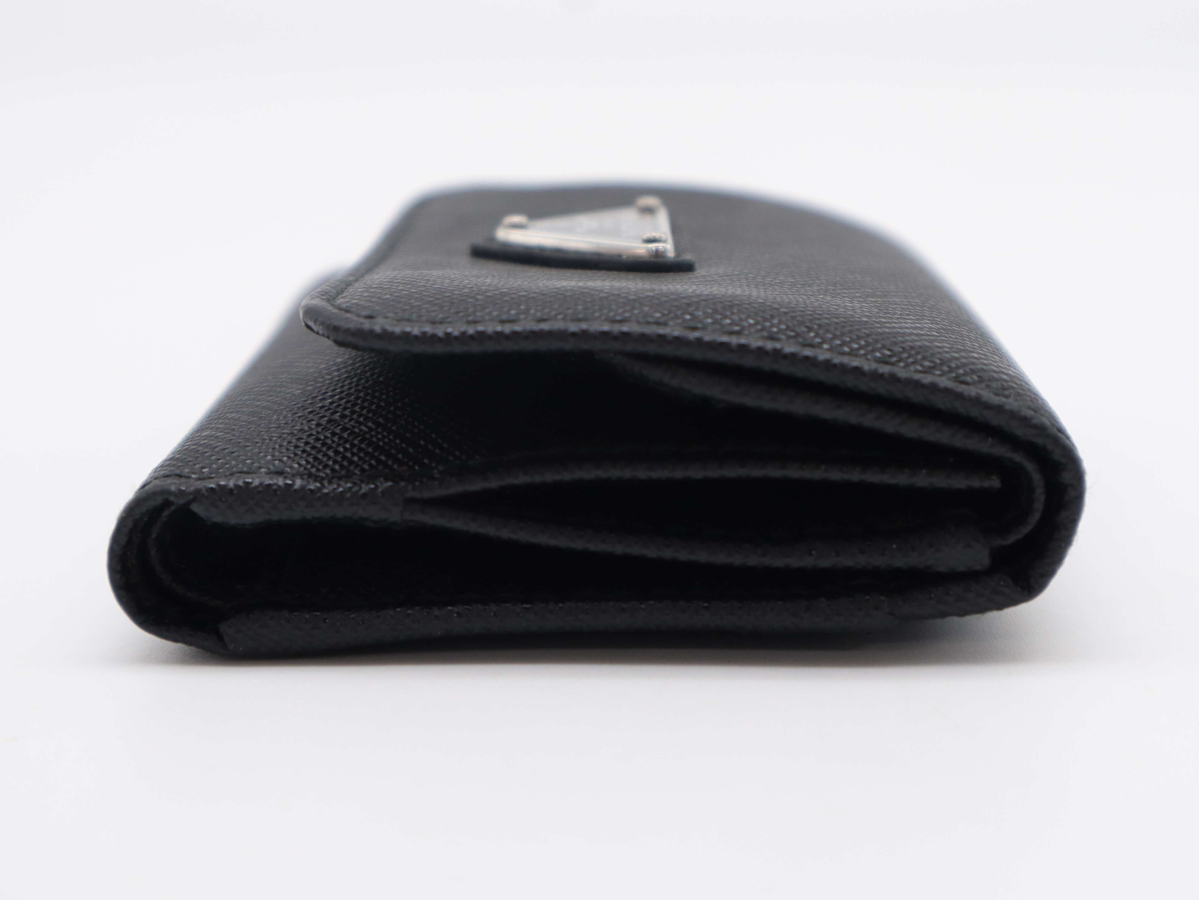 Saffiano Leather Coin Case, Black Wallet — view 3