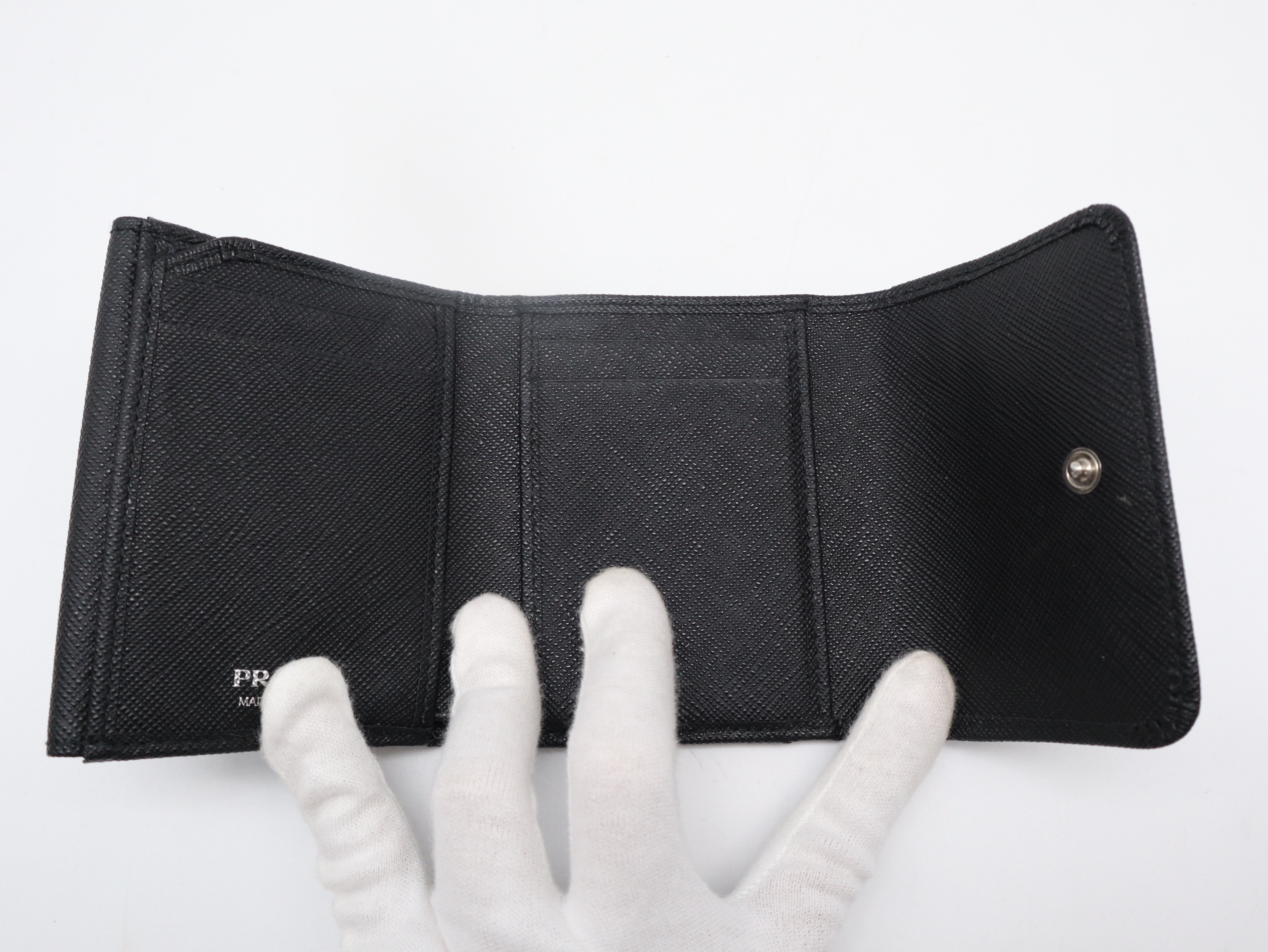 Saffiano Leather Coin Case, Black Wallet — view 7