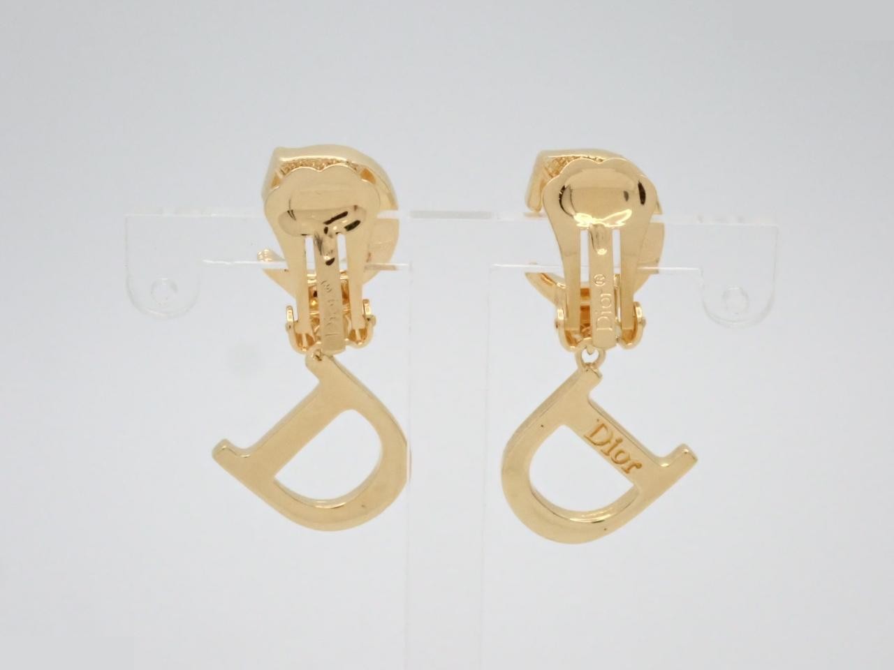earrings, gold, rhinestones — view 2