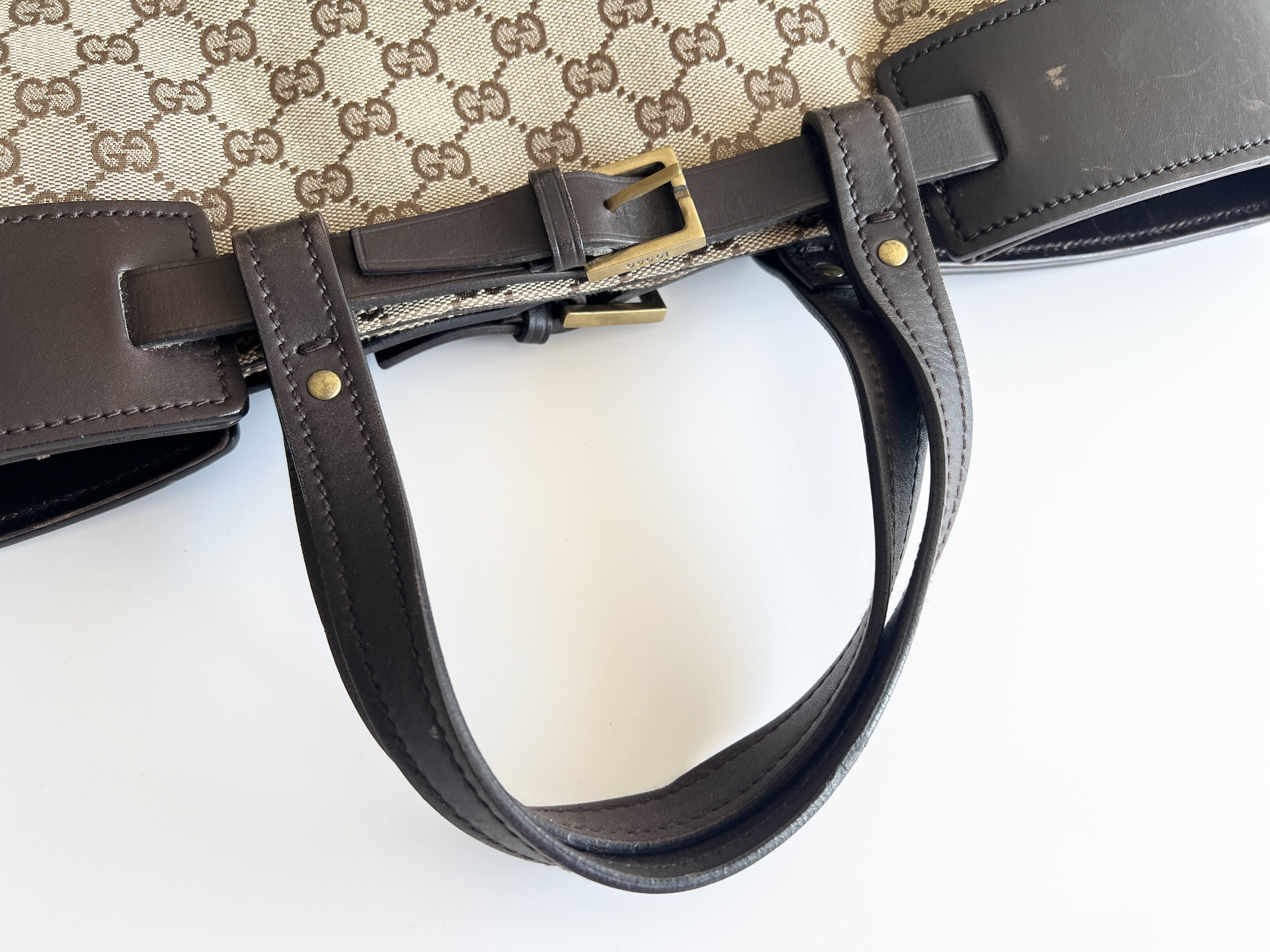 GG Belt Canvas Leather Tote Bag Handbag — view 3