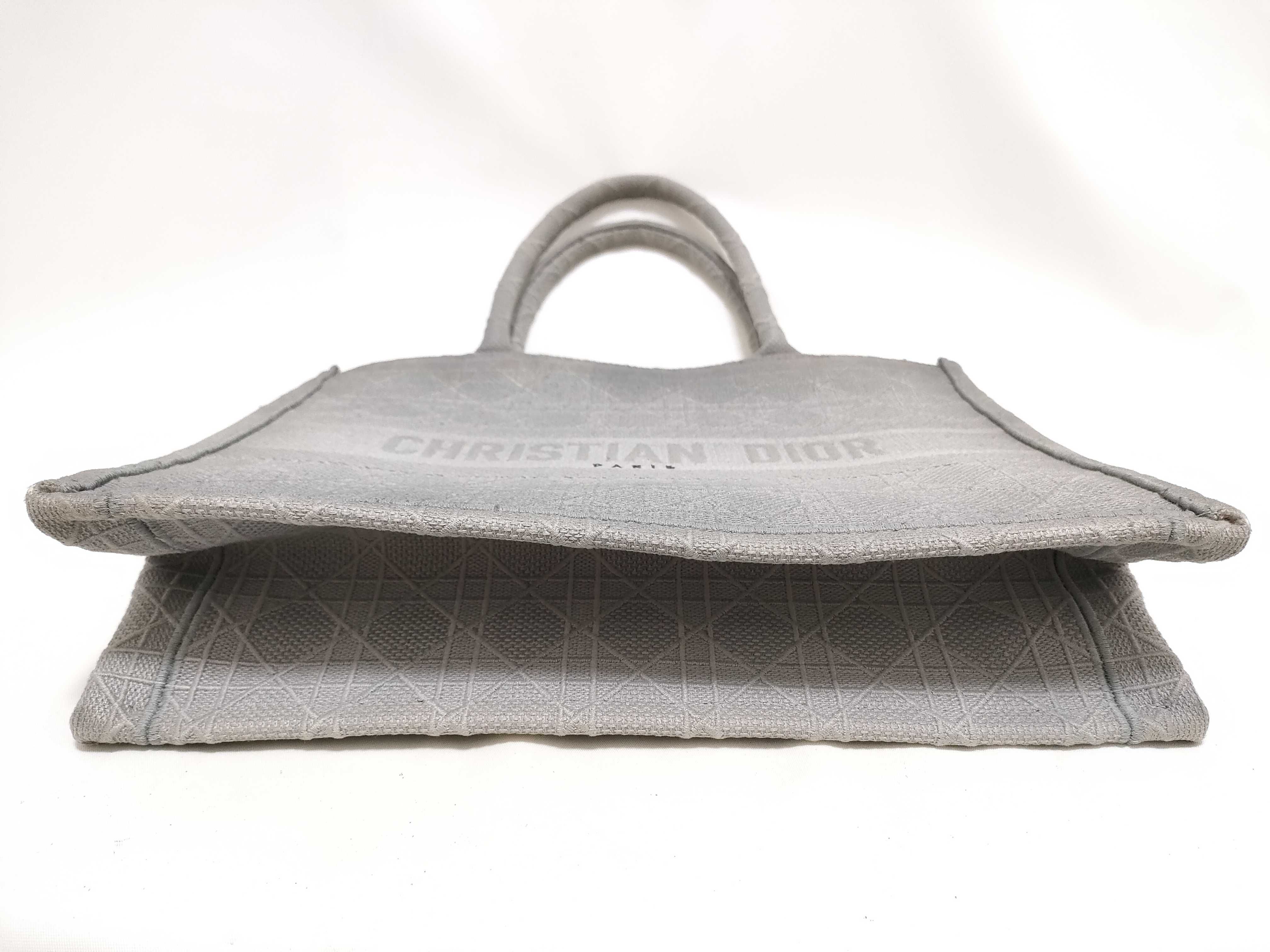 Cannage Book Tote Medium Canvas Tote Bag, Gray — view 7