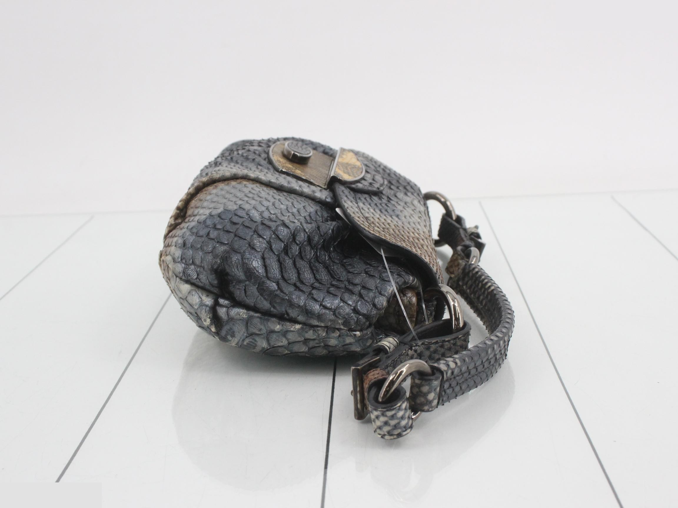 Handbag, python embossed, logo plate — view 3