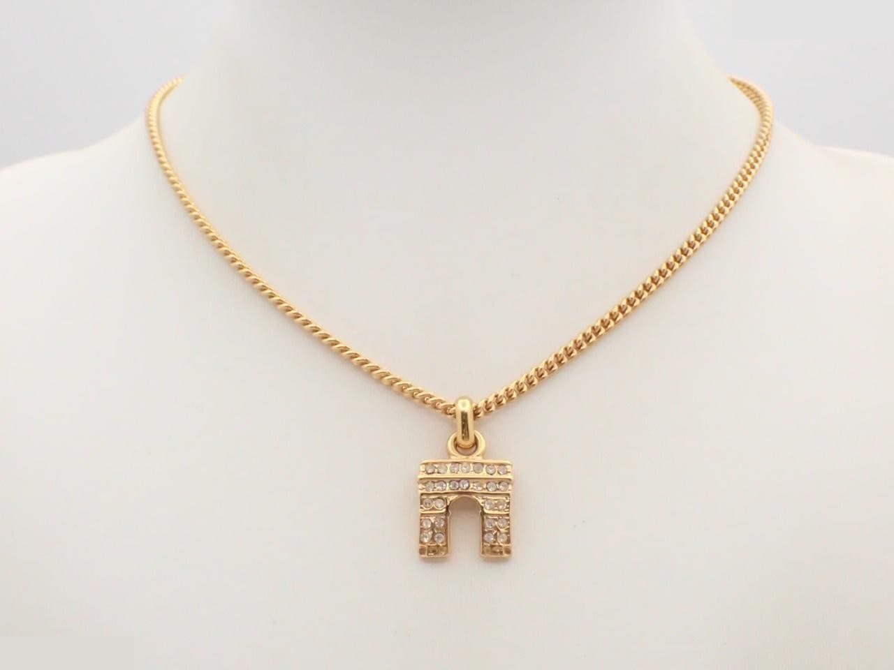Arc de Triomphe Rhinestone Gold Necklace, Chain approx. 42cm — view 3