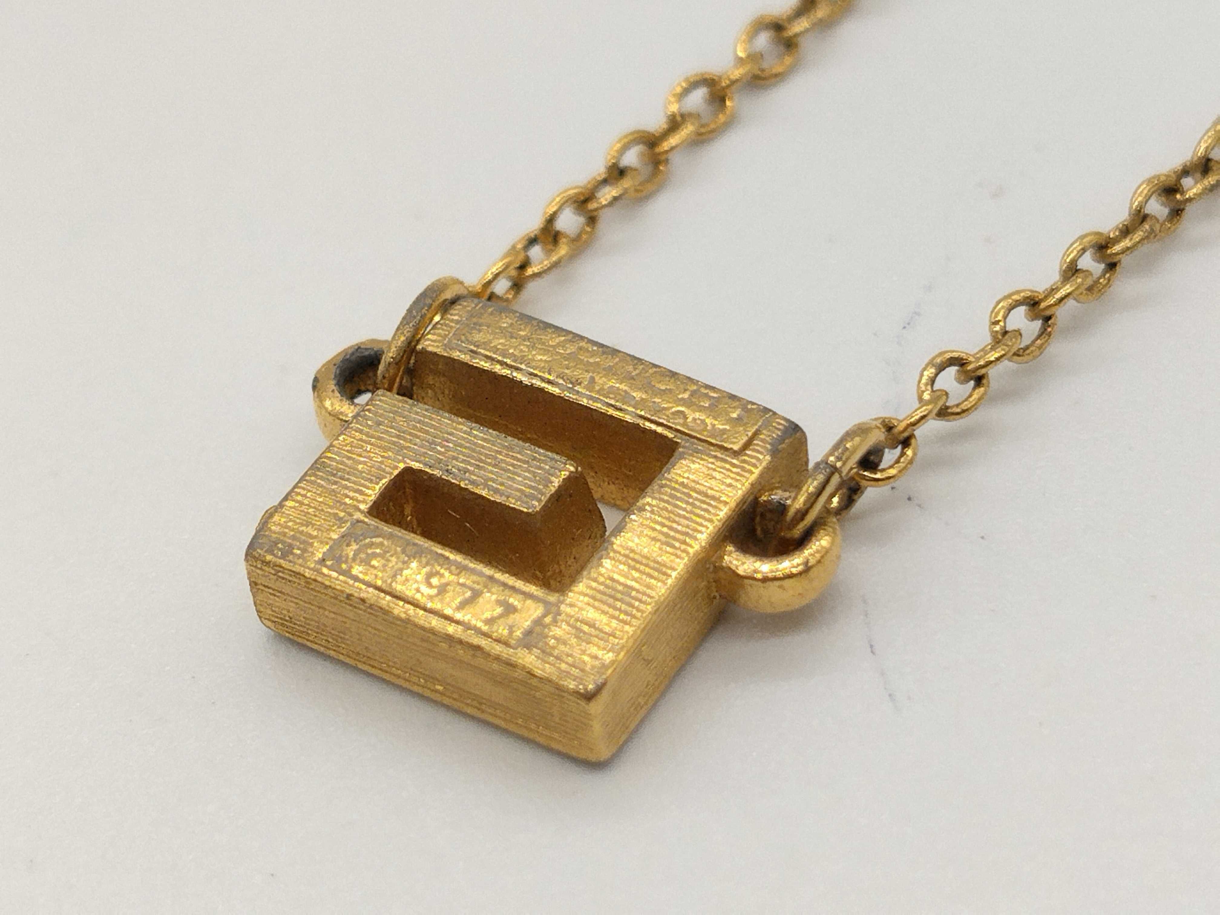 Vintage G Logo Rhinestone Gold Necklace — view 5