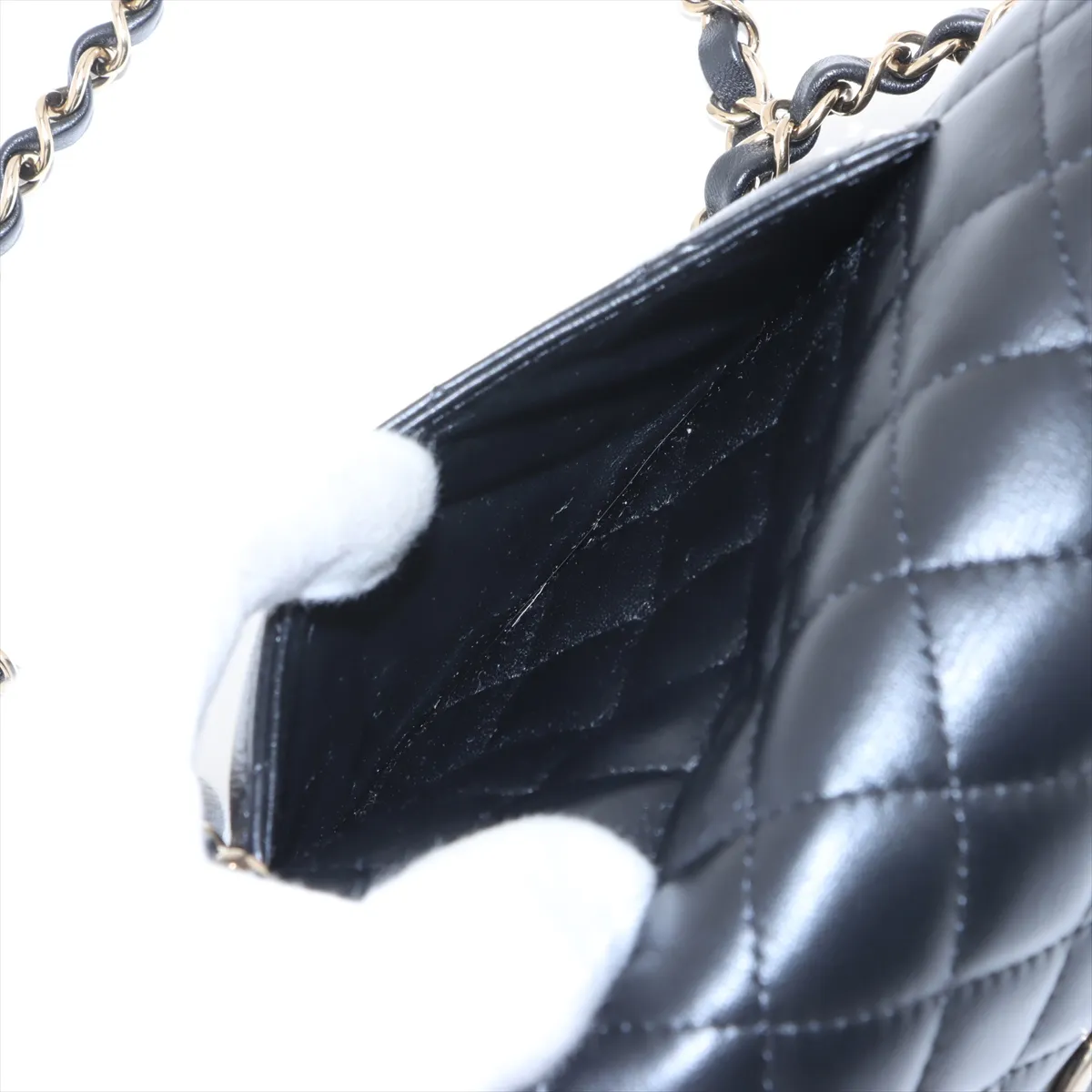 [Individually packaged] Chanel Mini Matelassé 20 Lambskin Single Flap Single Chain Bag, Black with Gold Hardware, LX5GHU87, Random Plate, A69900 — view 7