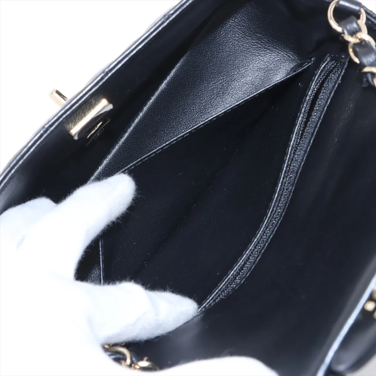 [Individually packaged] Chanel Mini Matelassé 20 Lambskin Single Flap Single Chain Bag, Black with Gold Hardware, LX5GHU87, Random Plate, A69900 — view 9