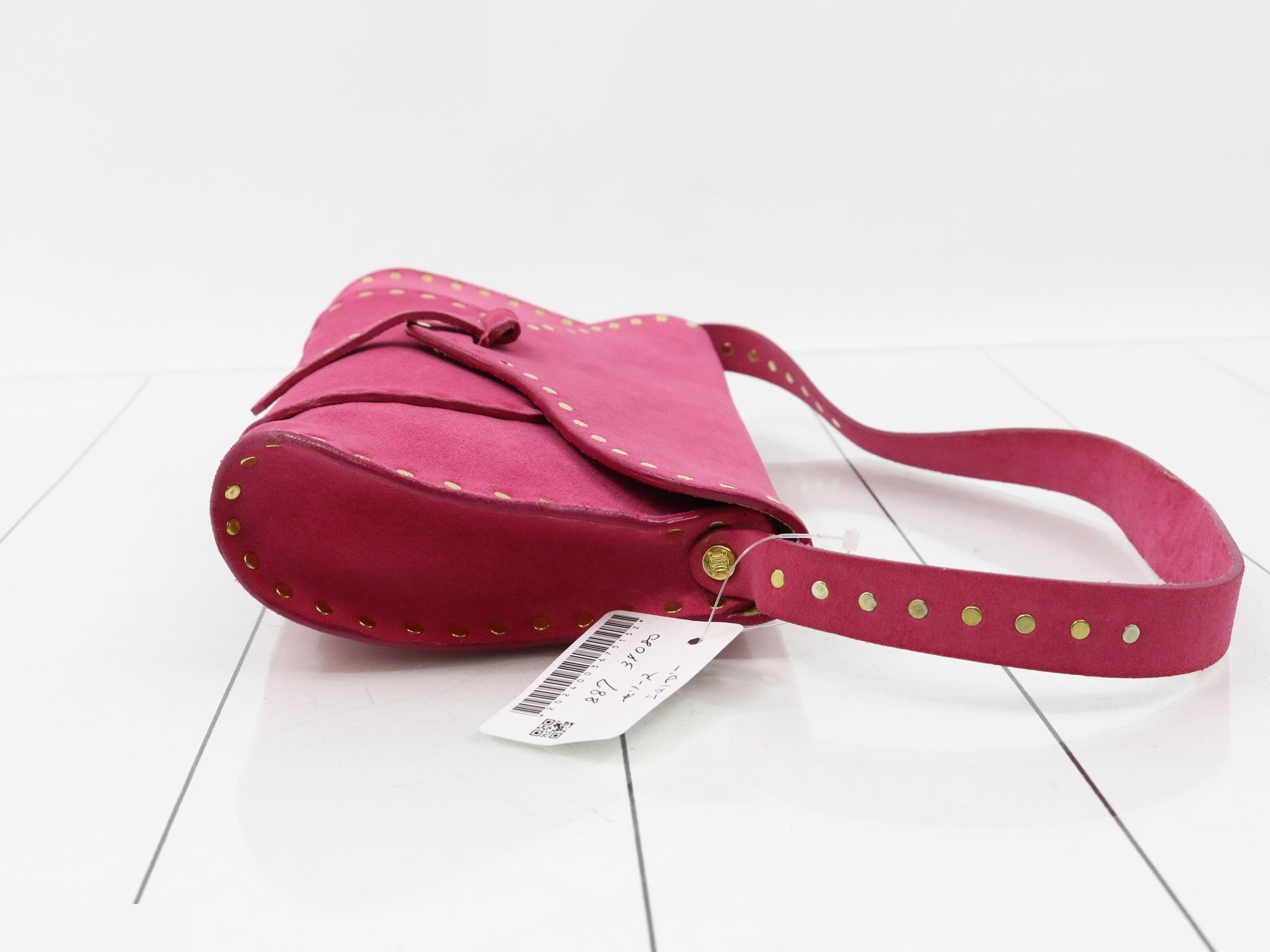 Shoulder bag, suede/leather, pink — view 3