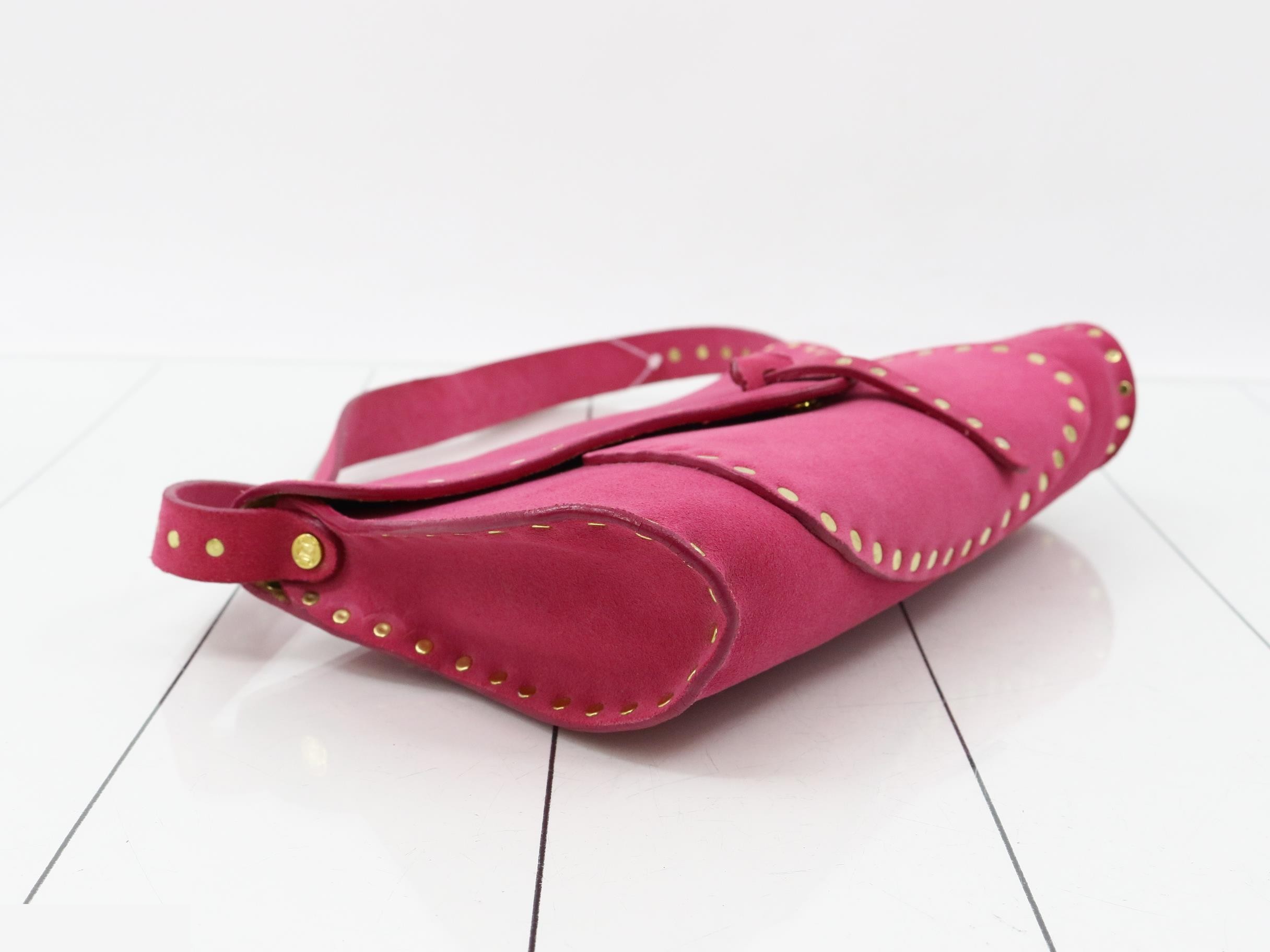 Shoulder bag, suede/leather, pink — view 5