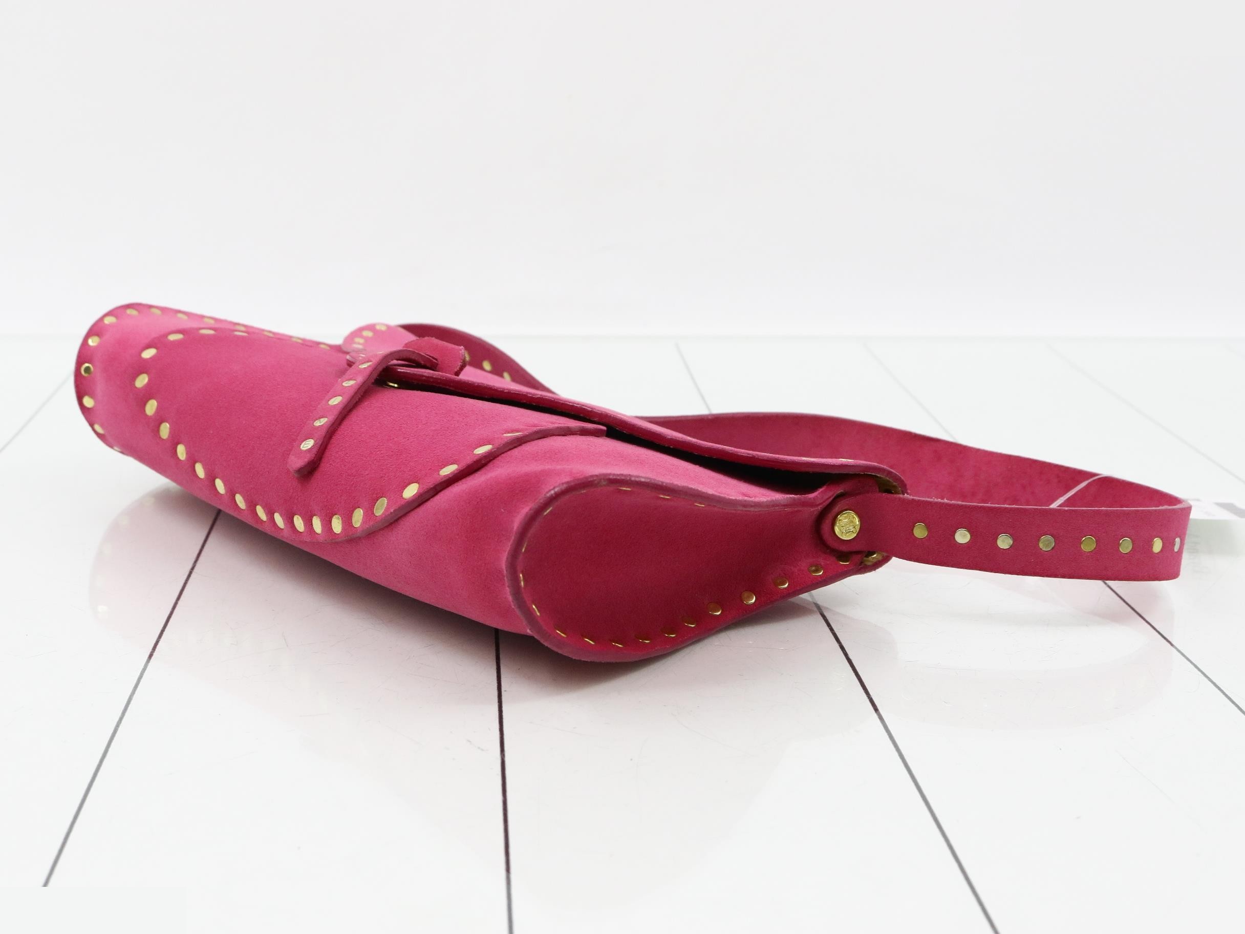 Shoulder bag, suede/leather, pink — view 6
