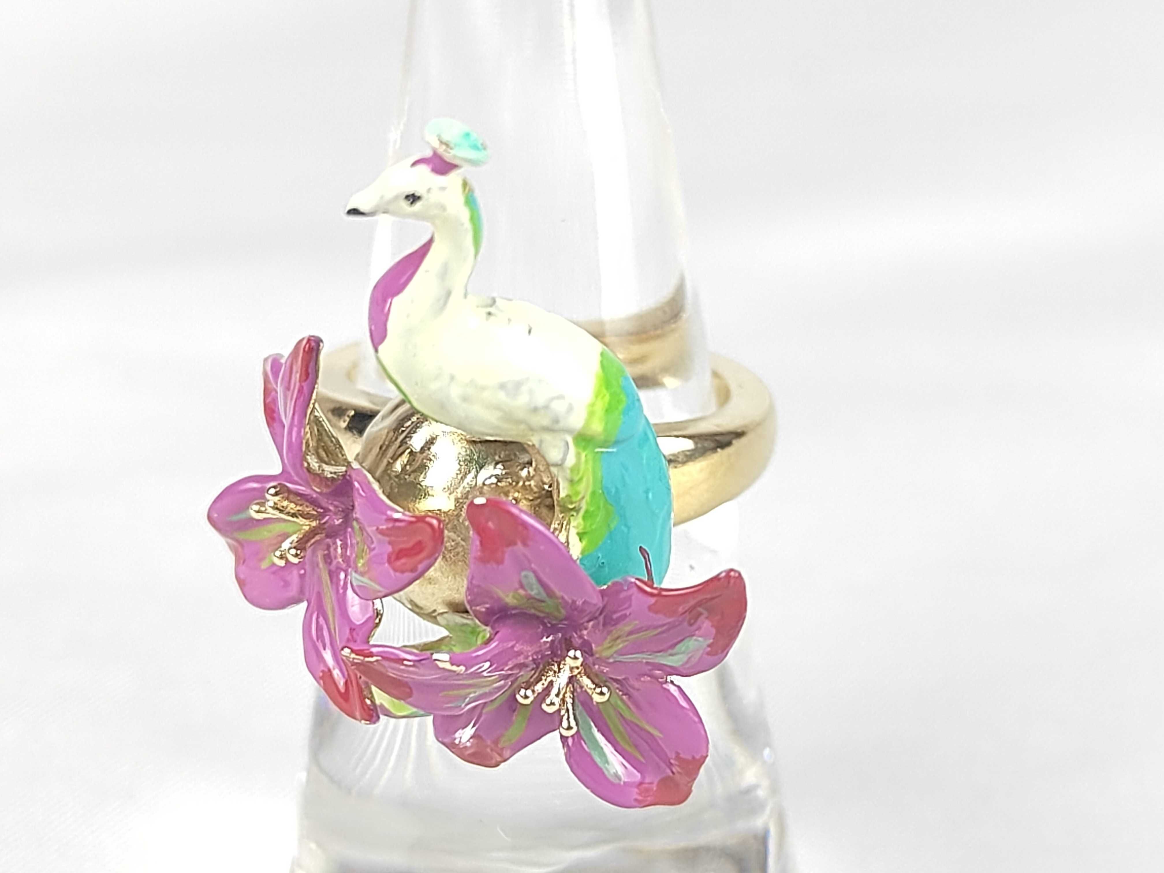 Bird/Flower Motif Ring, Size M
