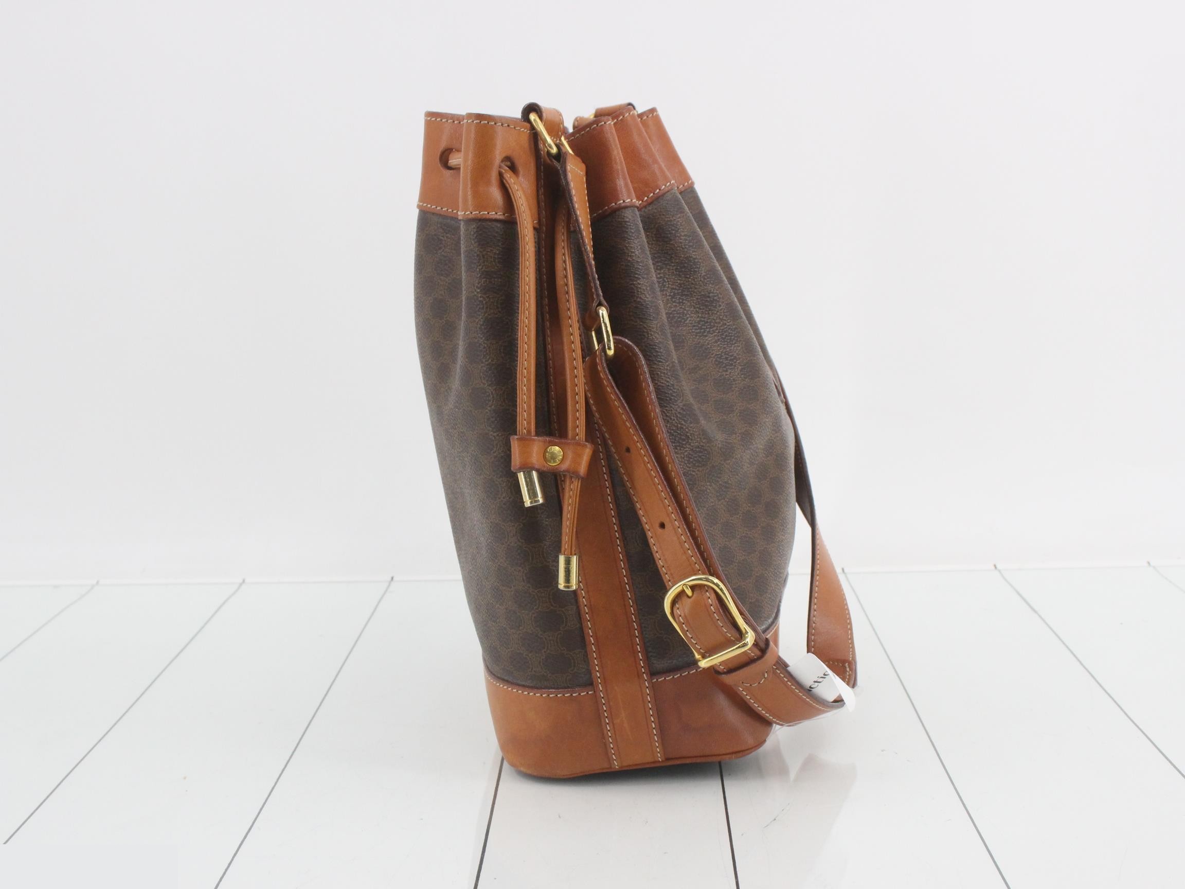 Macadam drawstring shoulder bag, PVC/leather, brown — view 4