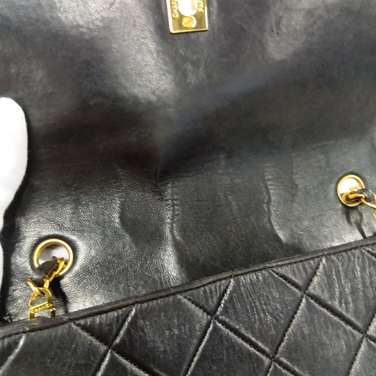 Matelassé Lambskin Single Flap Single Chain Bag, Black with Gold Hardware, 4361571, Series 4 — view 12