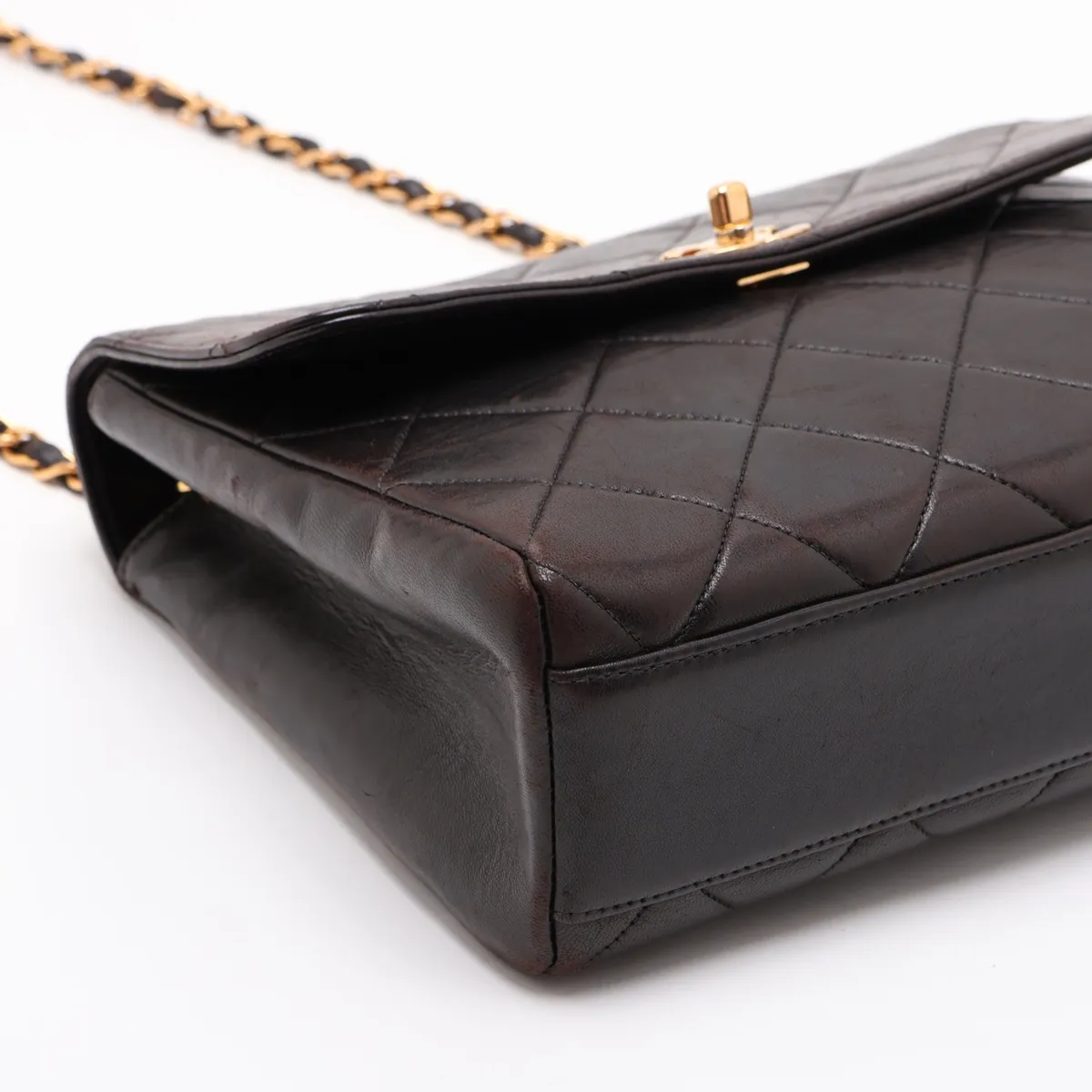 Matelassé Lambskin Single Flap Single Chain Bag, Black with Gold Hardware, 4361571, Series 4 — view 4