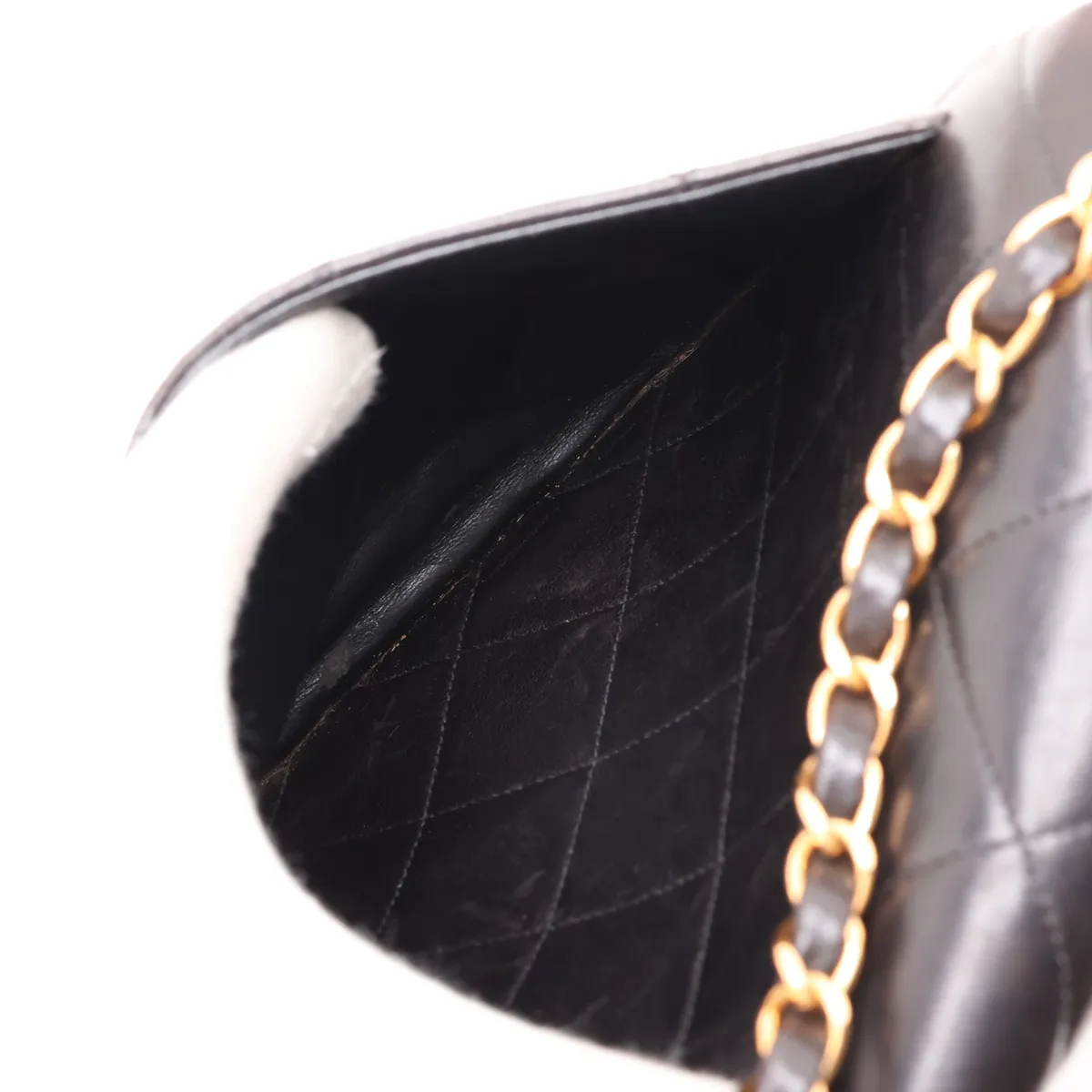 Matelassé Lambskin Single Flap Single Chain Bag, Black with Gold Hardware, 4361571, Series 4 — view 9