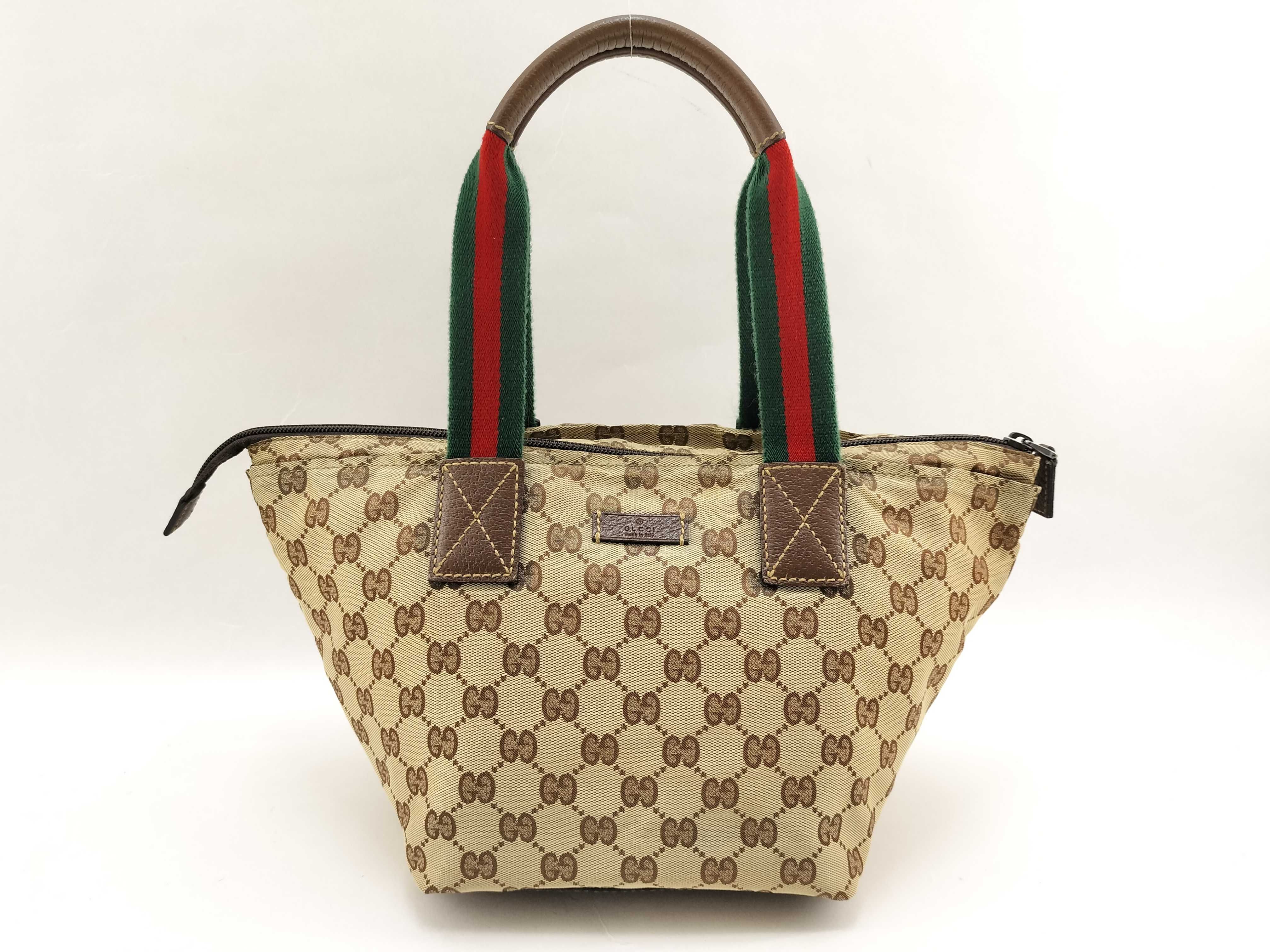 GG Canvas Handbag, Gucci 131223, AACD Standard Compliant, Nylon, Beige Handbag