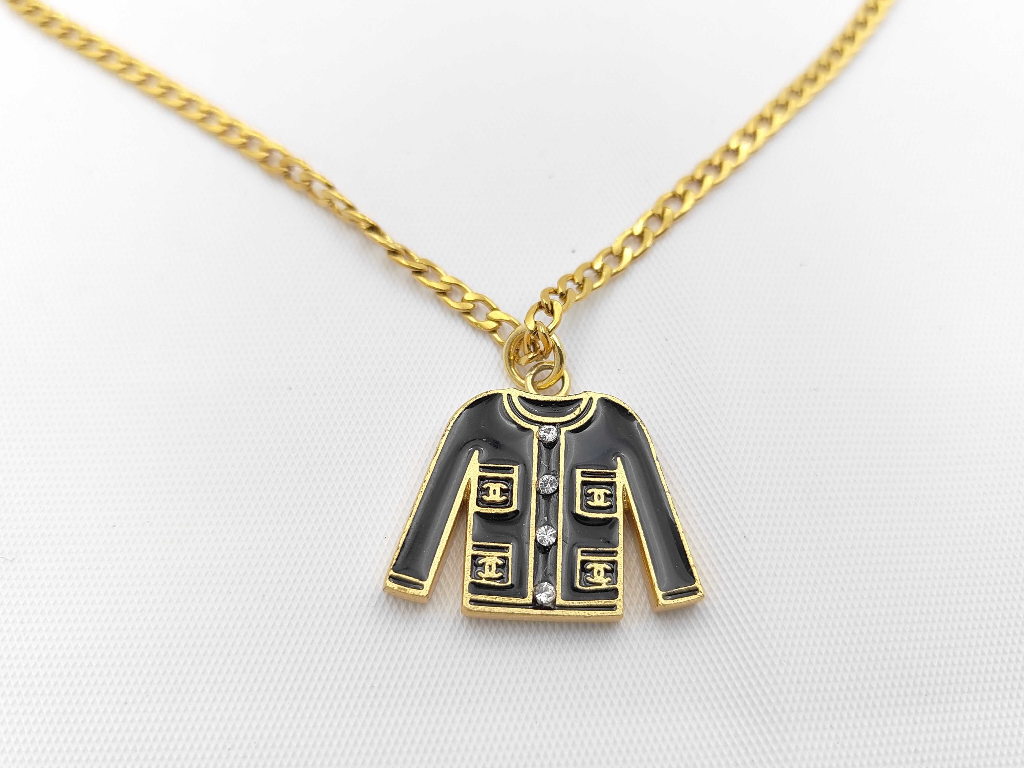 Jacket Motif Rhinestone Necklace 02A